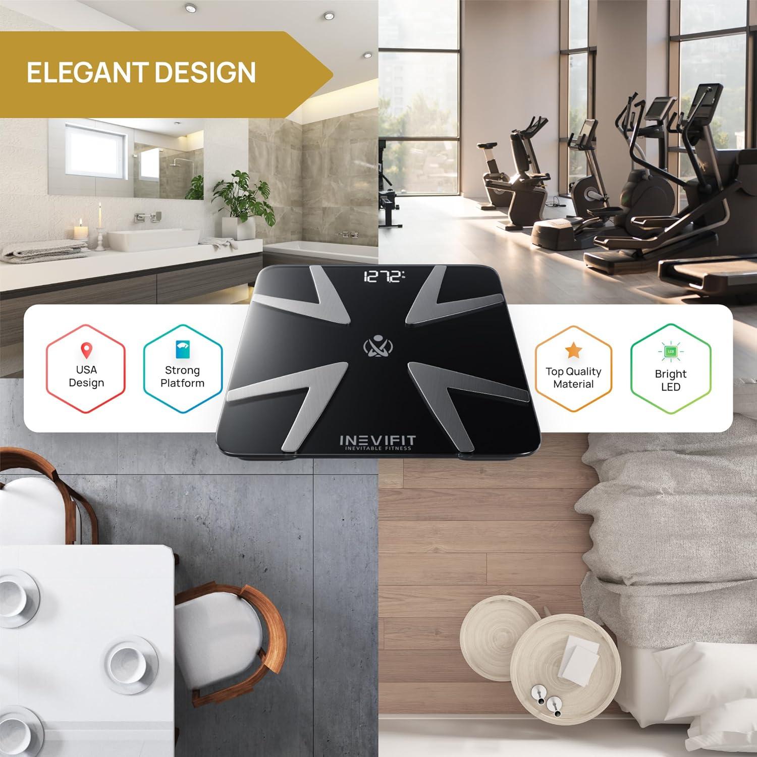 Escala de Grasa Corporal Inteligente INEVIFIT Bluetooth 8 Métricas