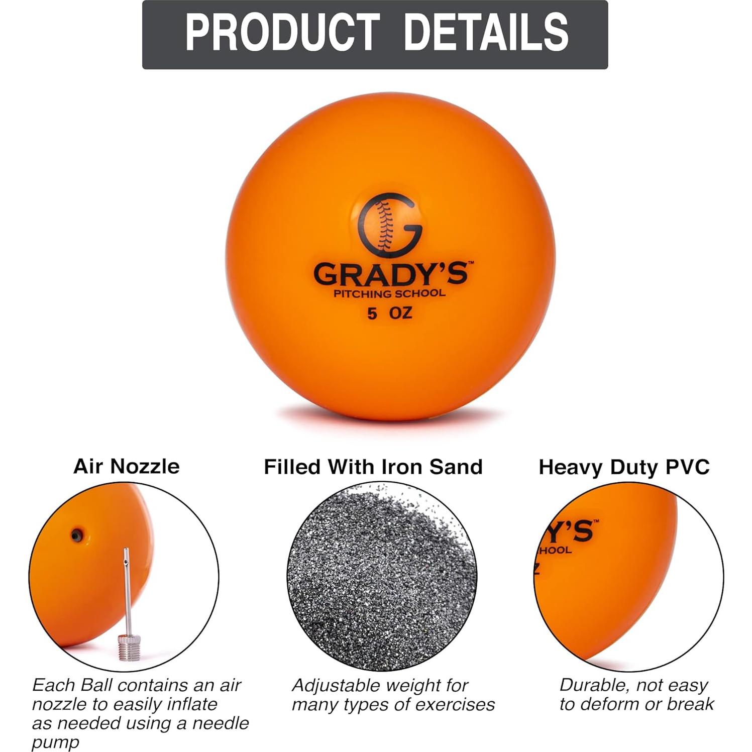 Conjunto de Pelotas de Entrenamiento de Béisbol Grady - 6 Pelotas con Peso