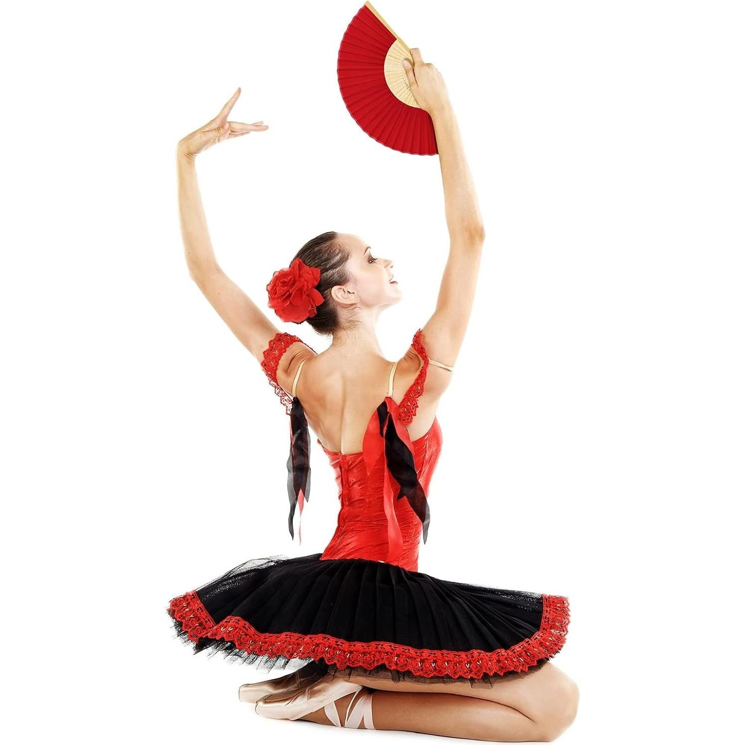 Abanicos Plegables de Seda y Bambú URATOT 24 Piezas 21 cm