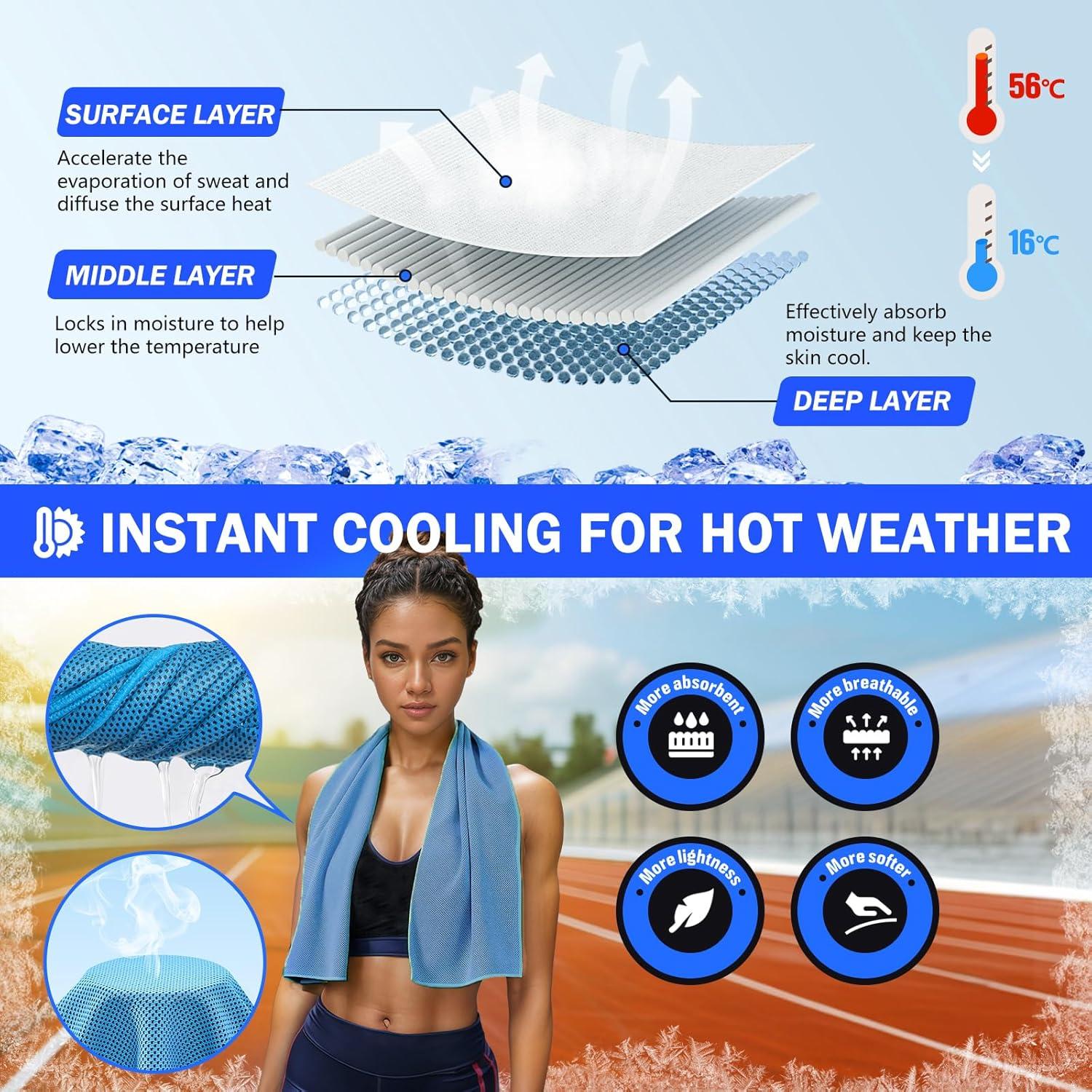 Paquete de 4 Toallas de Enfriamiento Aenfaiy 89x30cm Secado Rápido