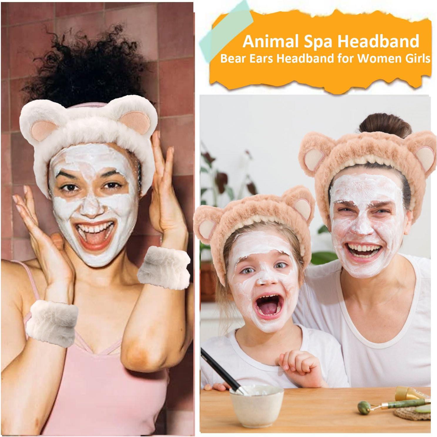 Conjunto de Diadema y Pulseras de Spa Atoden - Oso - Blanco Caqui