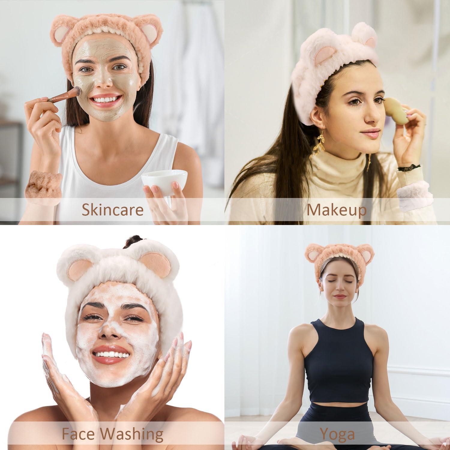 Conjunto de Diadema y Pulseras de Spa Atoden - Oso - Blanco Caqui