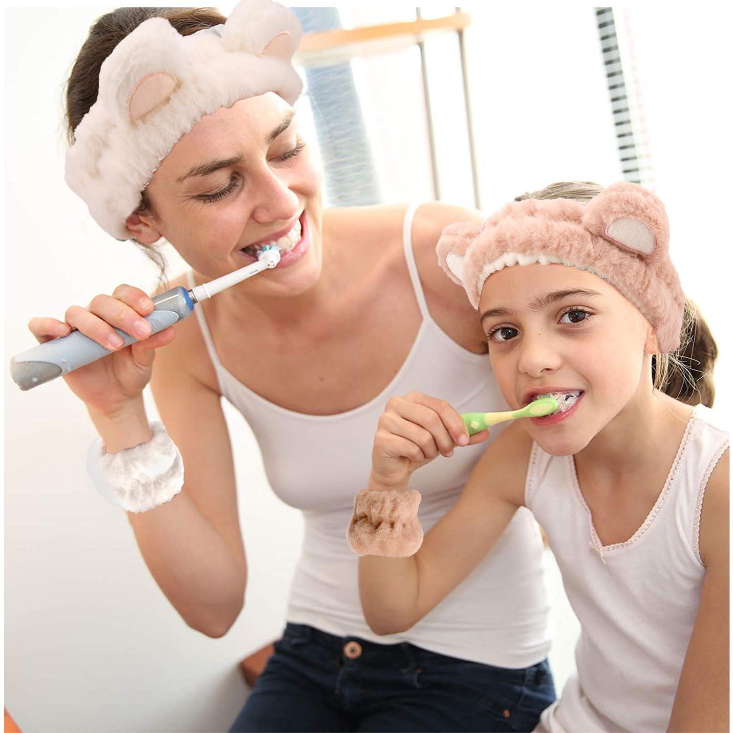 Conjunto de Diadema y Pulseras de Spa Atoden - Oso - Blanco Caqui