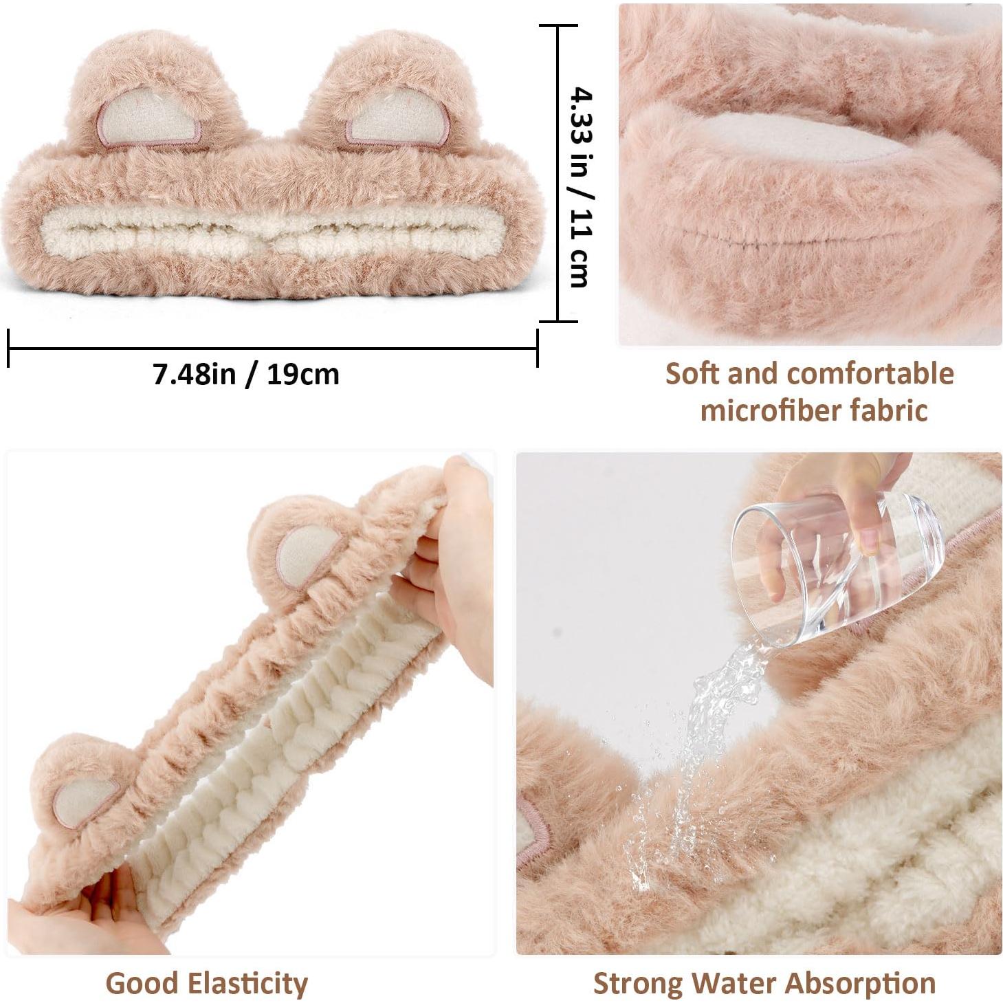 Conjunto de Diadema y Pulseras de Spa Atoden - Oso - Blanco Caqui