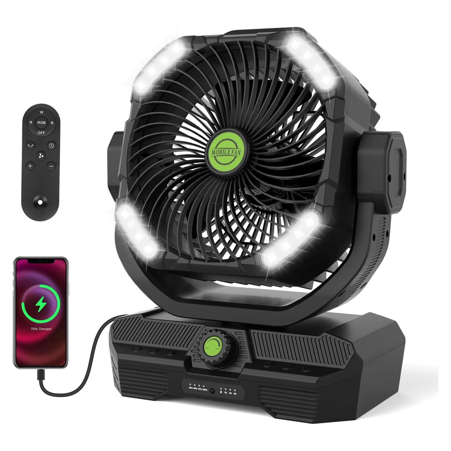 Ventilador Portátil RUNTOP 45000mAh Oscilante con Control Remoto