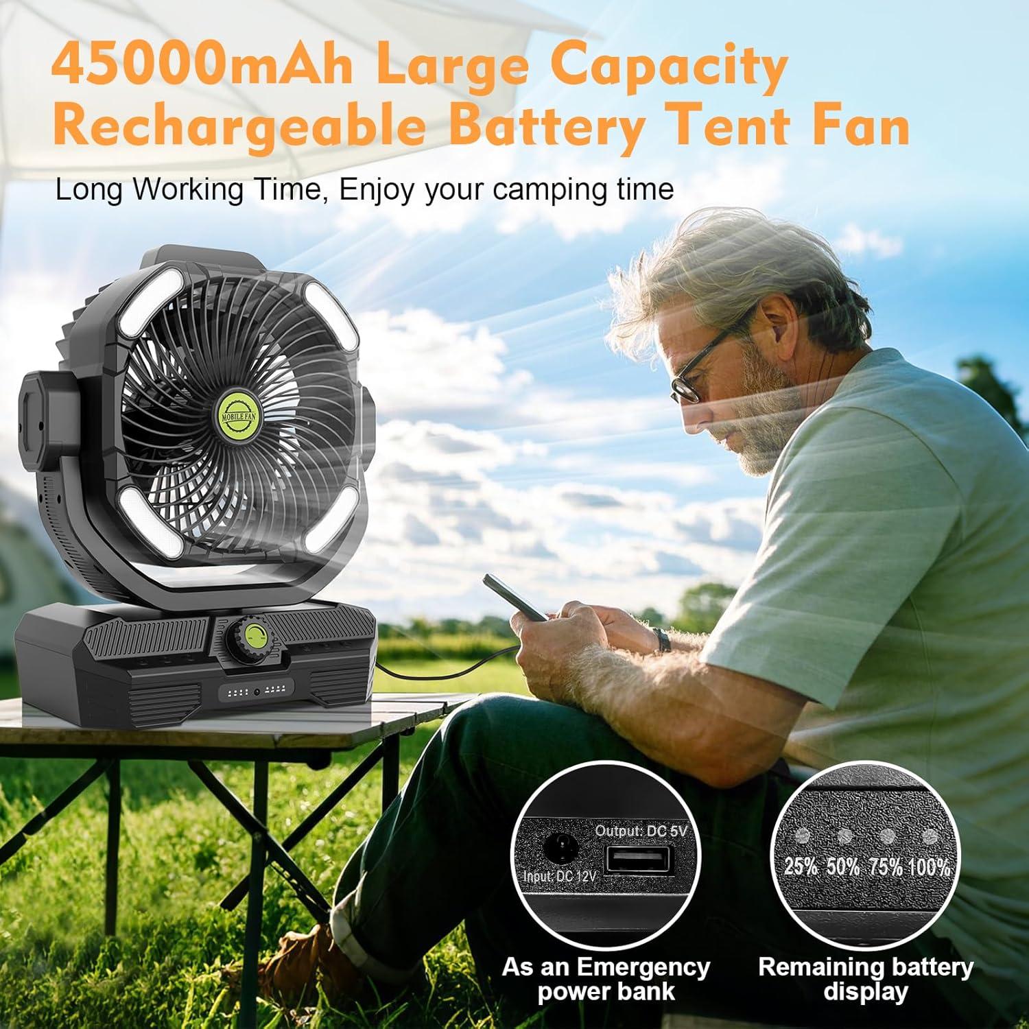 Ventilador Portátil RUNTOP 45000mAh Oscilante con Control Remoto