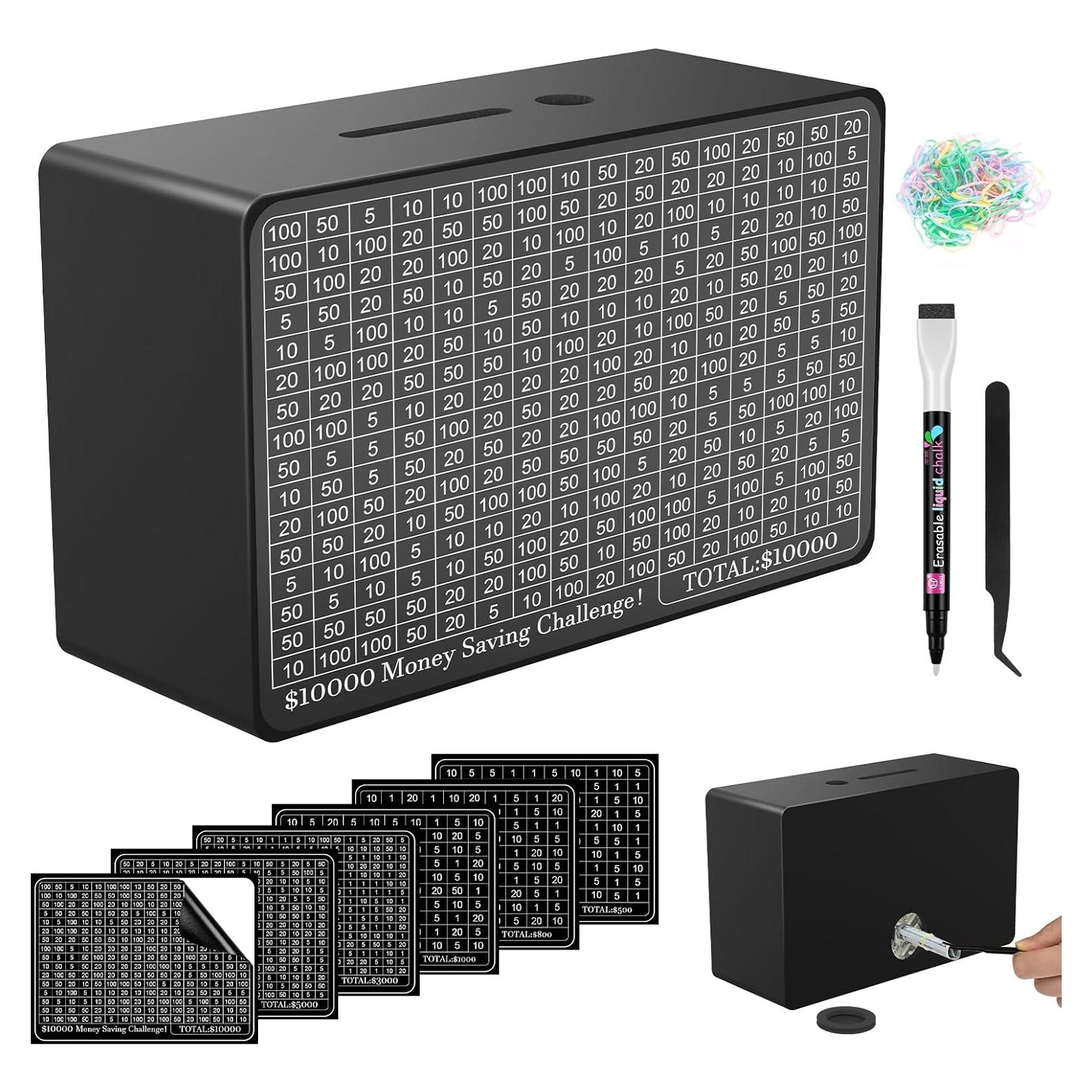 Caja de Ahorro de Dinero de Madera Gomyrod - Negra, 23x17x8 cm