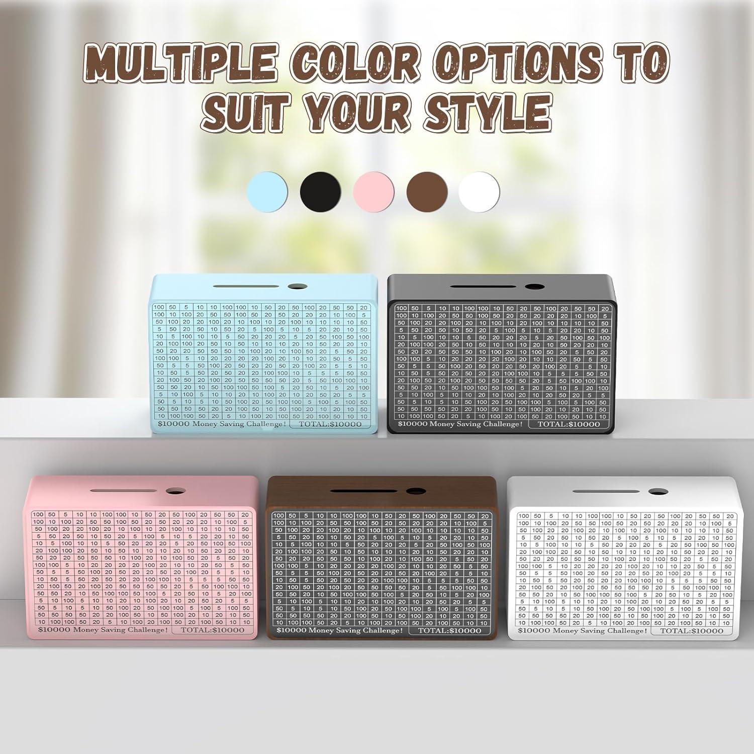 Caja de Ahorro de Dinero de Madera Gomyrod - Negra, 23x17x8 cm