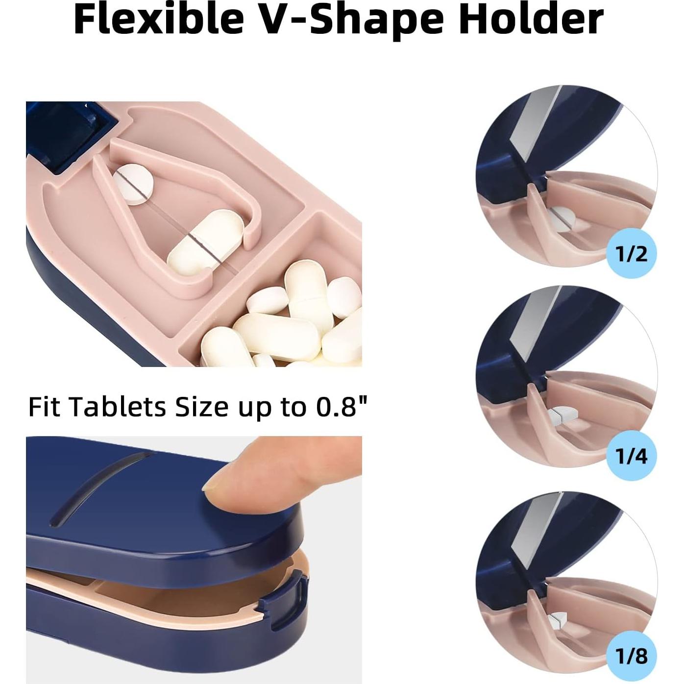 Cortador de Pastillas LEAFTOL 2-en-1 con Estuche Azul