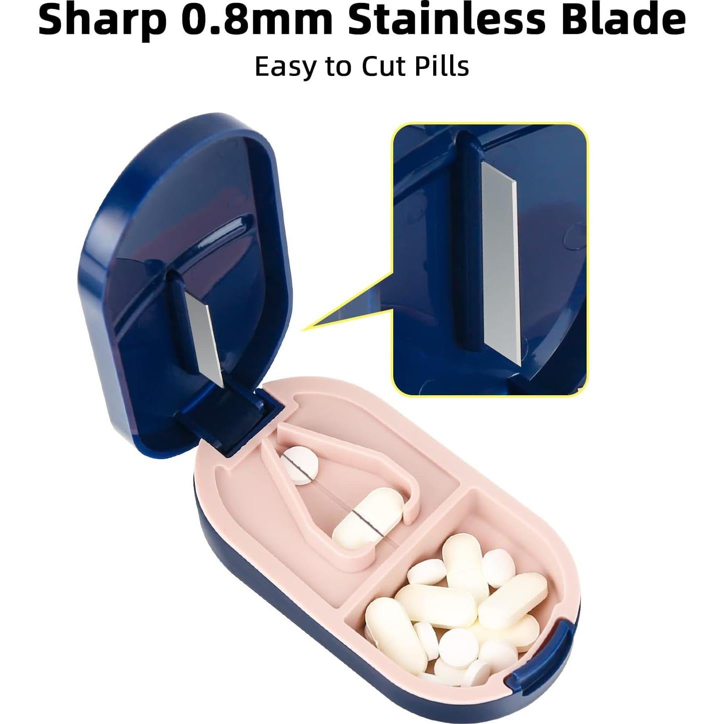 Cortador de Pastillas LEAFTOL 2-en-1 con Estuche Azul