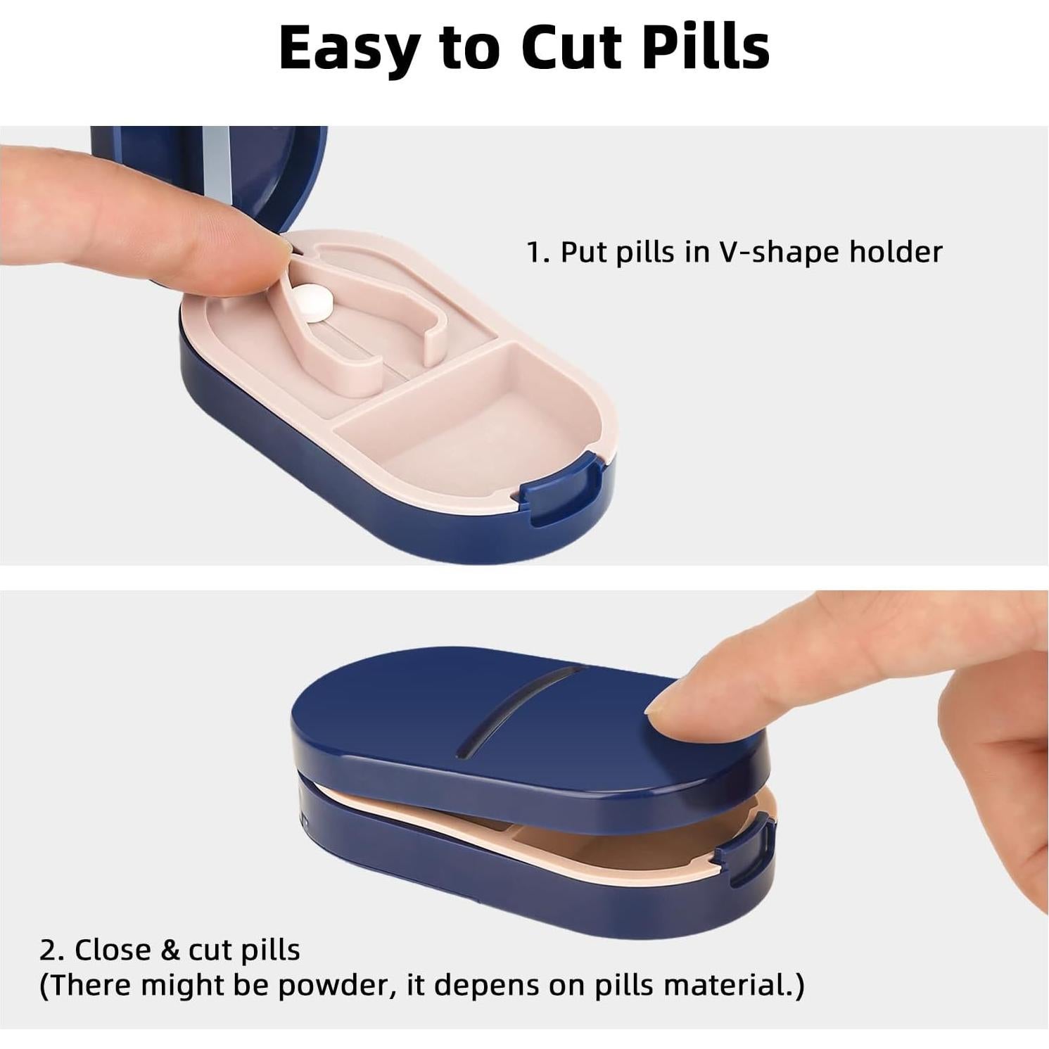 Cortador de Pastillas LEAFTOL 2-en-1 con Estuche Azul