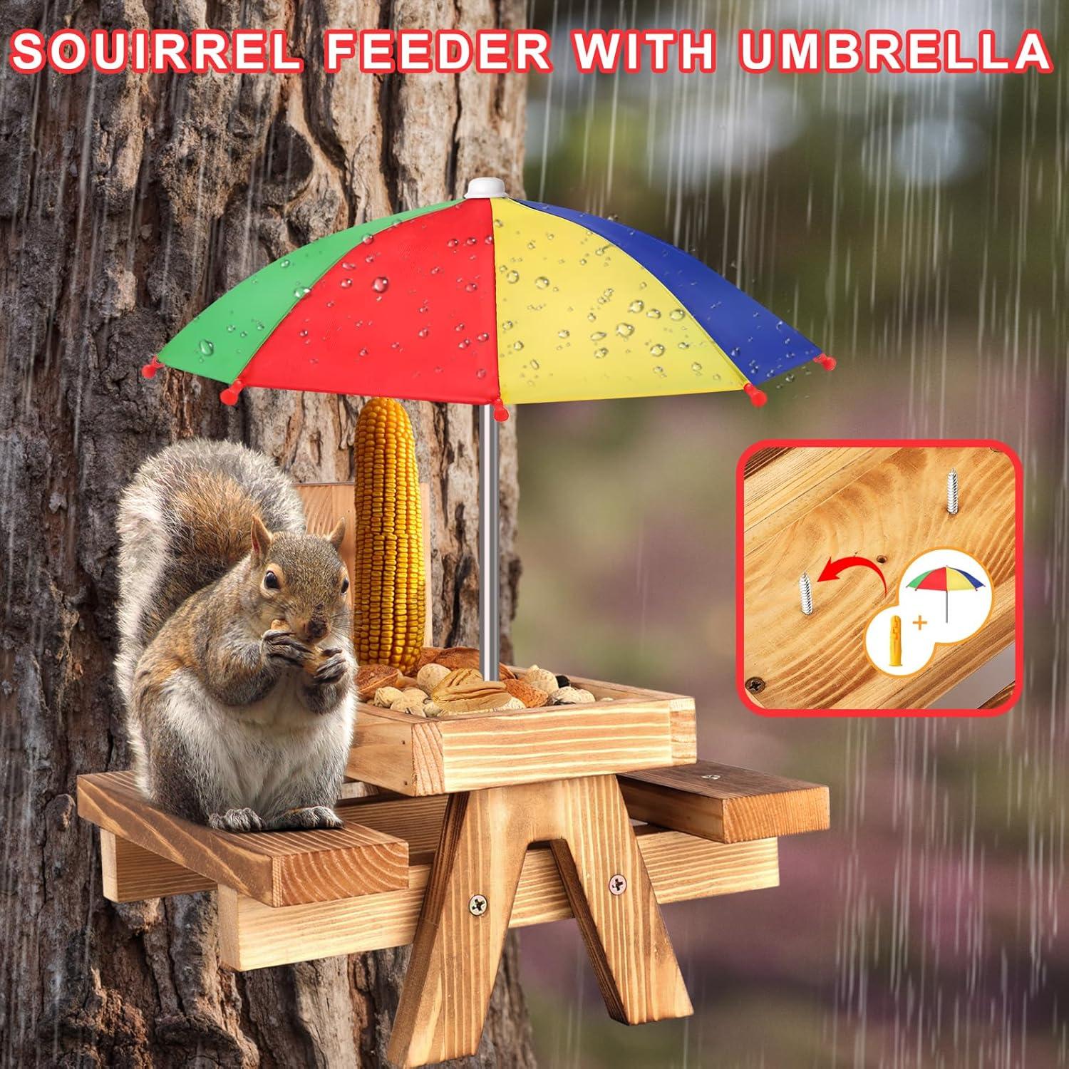 Comedero para Ardillas Gnodry con Paraguas Rojo - Exterior