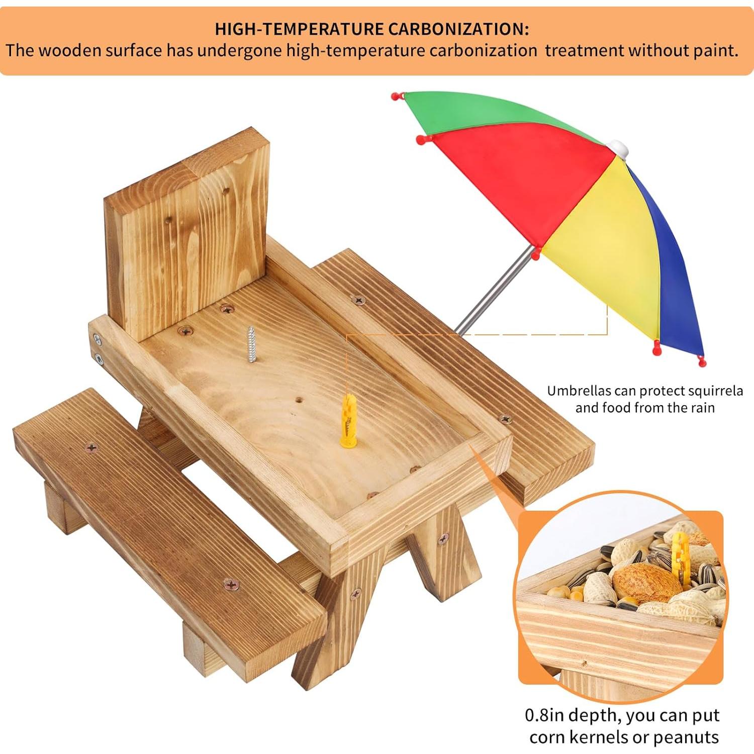 Comedero para Ardillas Gnodry con Paraguas Rojo - Exterior