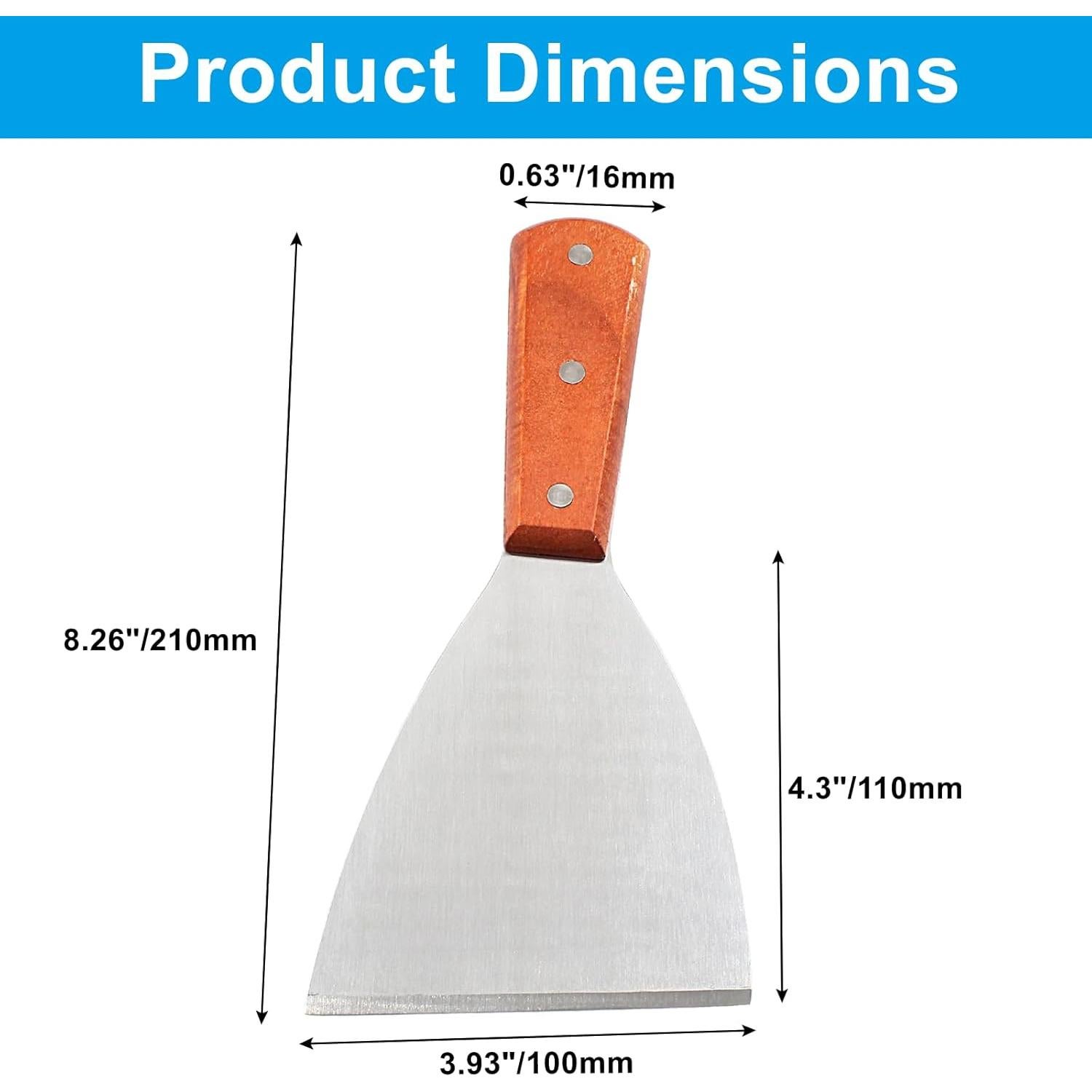 2 Espátulas Raspadoras de Acero Inoxidable Rierdge con Mango de Madera