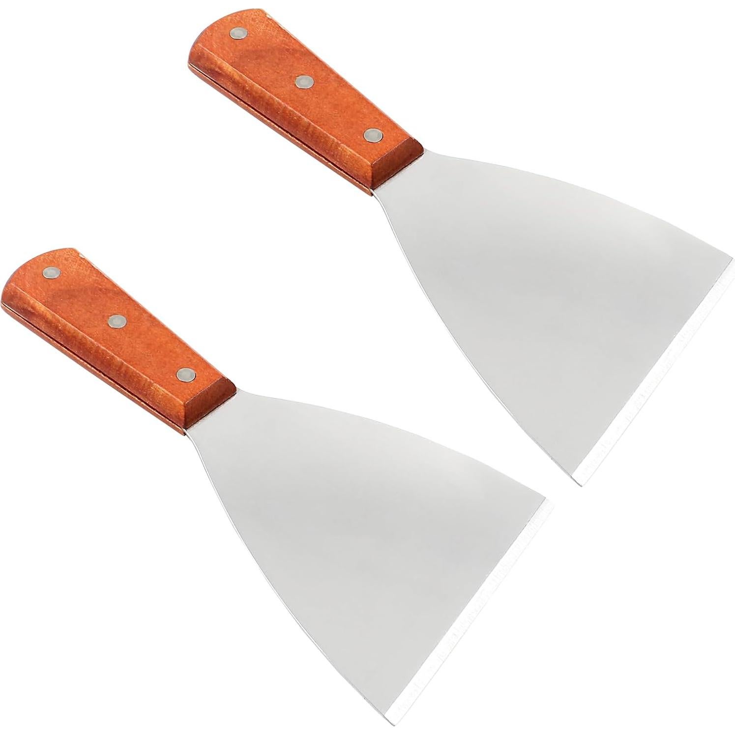 2 Espátulas Raspadoras de Acero Inoxidable Rierdge con Mango de Madera