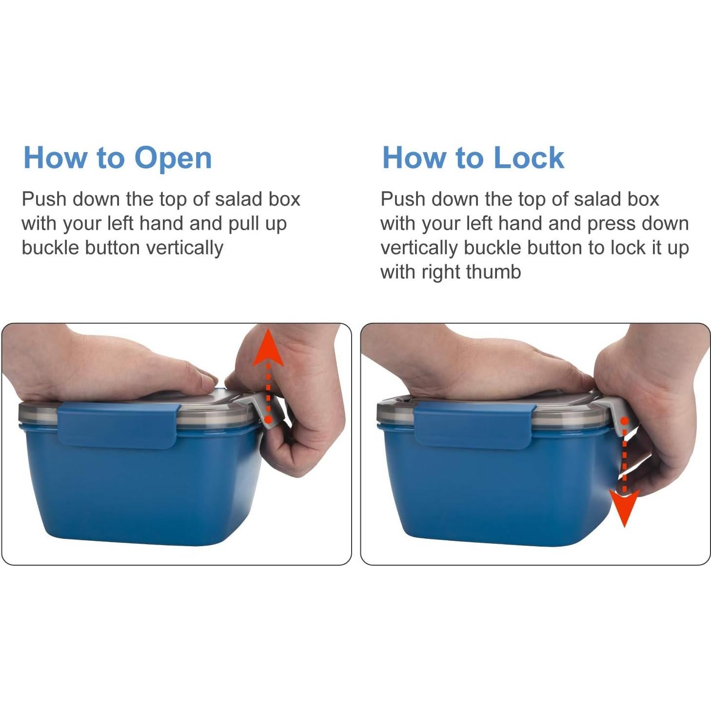 Contenedor de Ensalada Freshmage 1.5L con 3 Compartimentos Azul