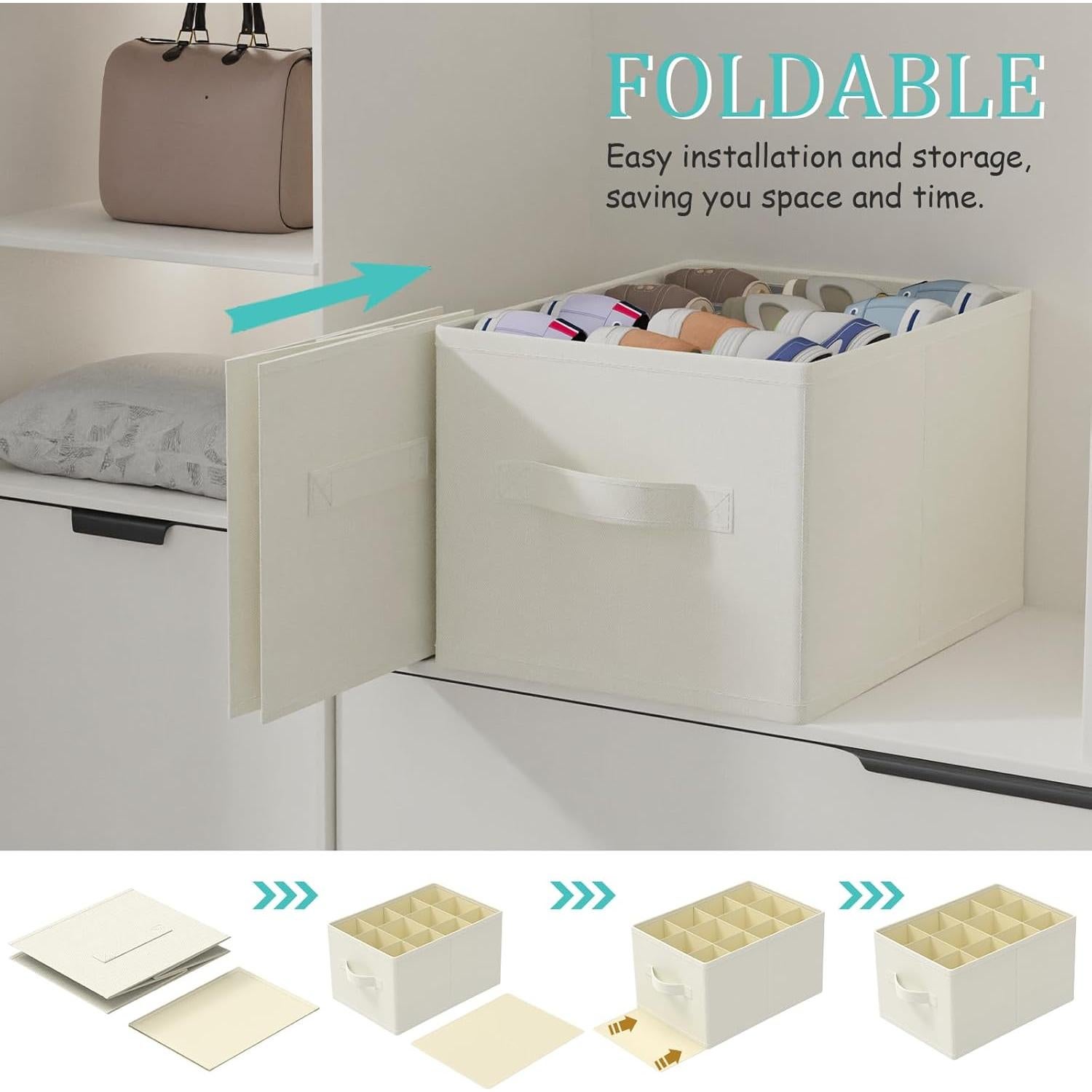 Organizador de Zapatos Plegable GUOHNHE Beige 2 Paquetes