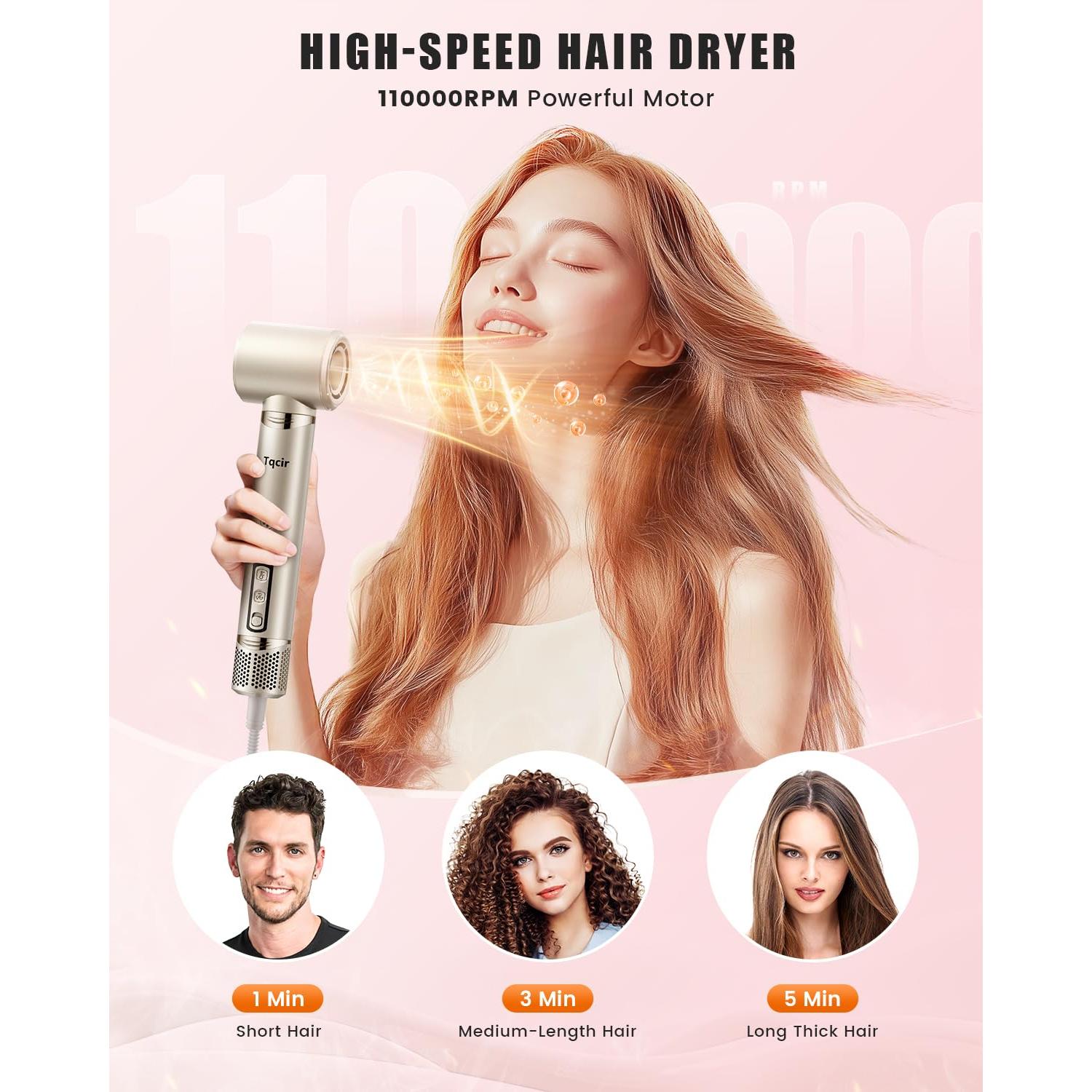 Estilizador de aire caliente Tqcir 8 en 1 con rizadores automáticos