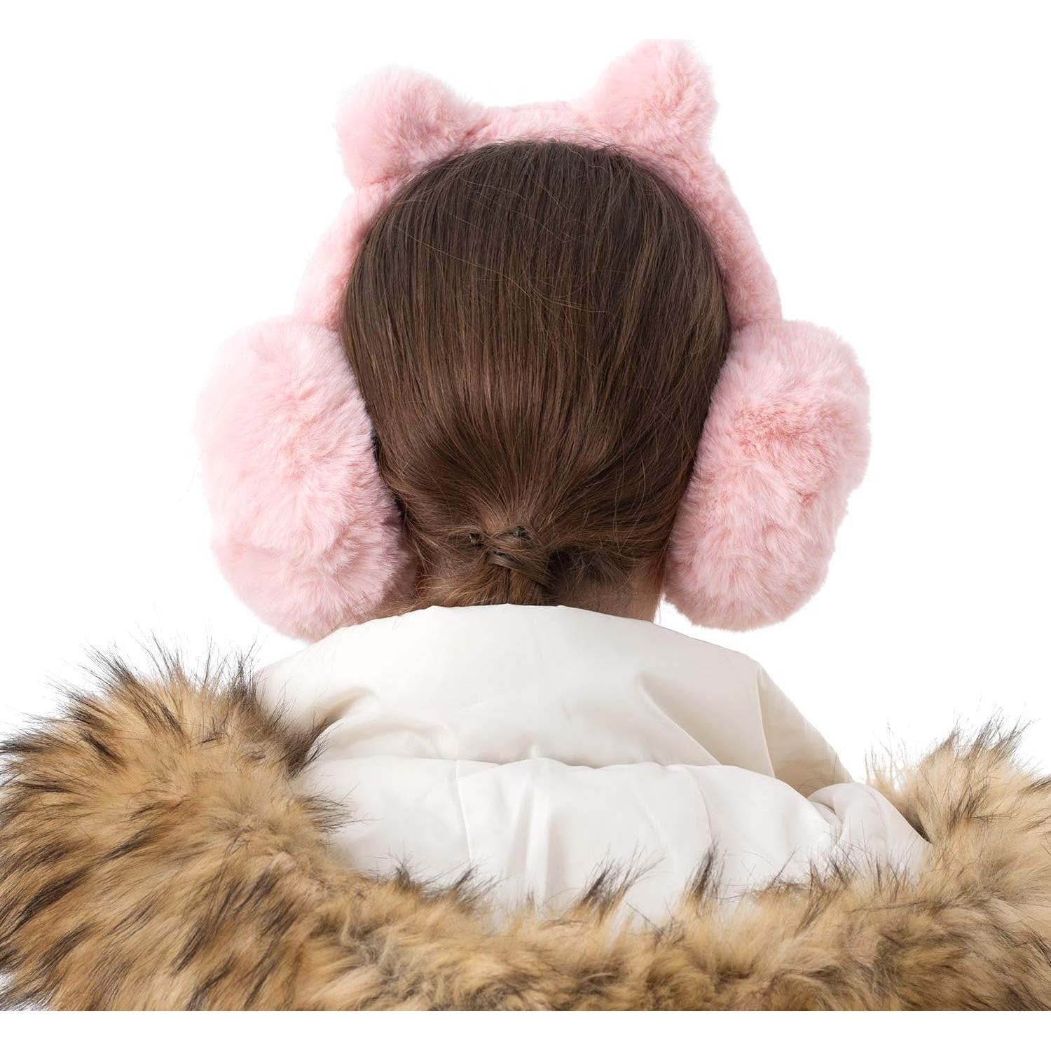 Auriculares de Invierno Surblue para Niños - Diadema de Felpa Gatito