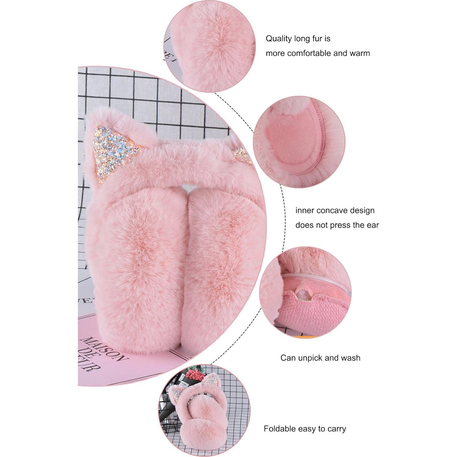 Auriculares de Invierno Surblue para Niños - Diadema de Felpa Gatito