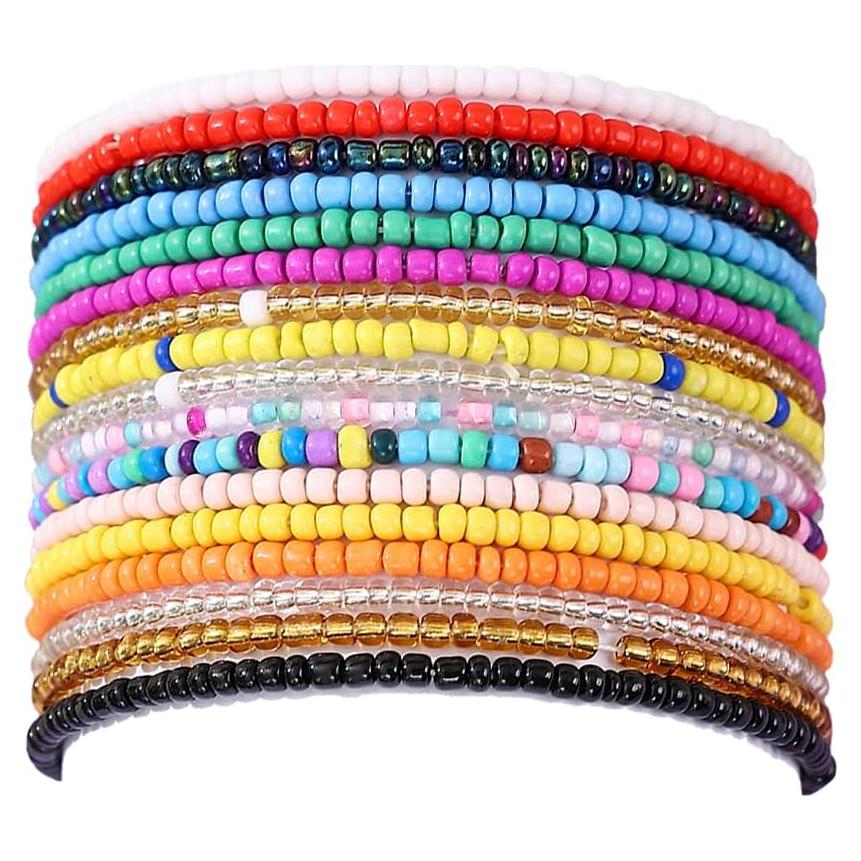 Pulseras de Tobillo Beaded para Mujeres - 17 Piezas Coloridas