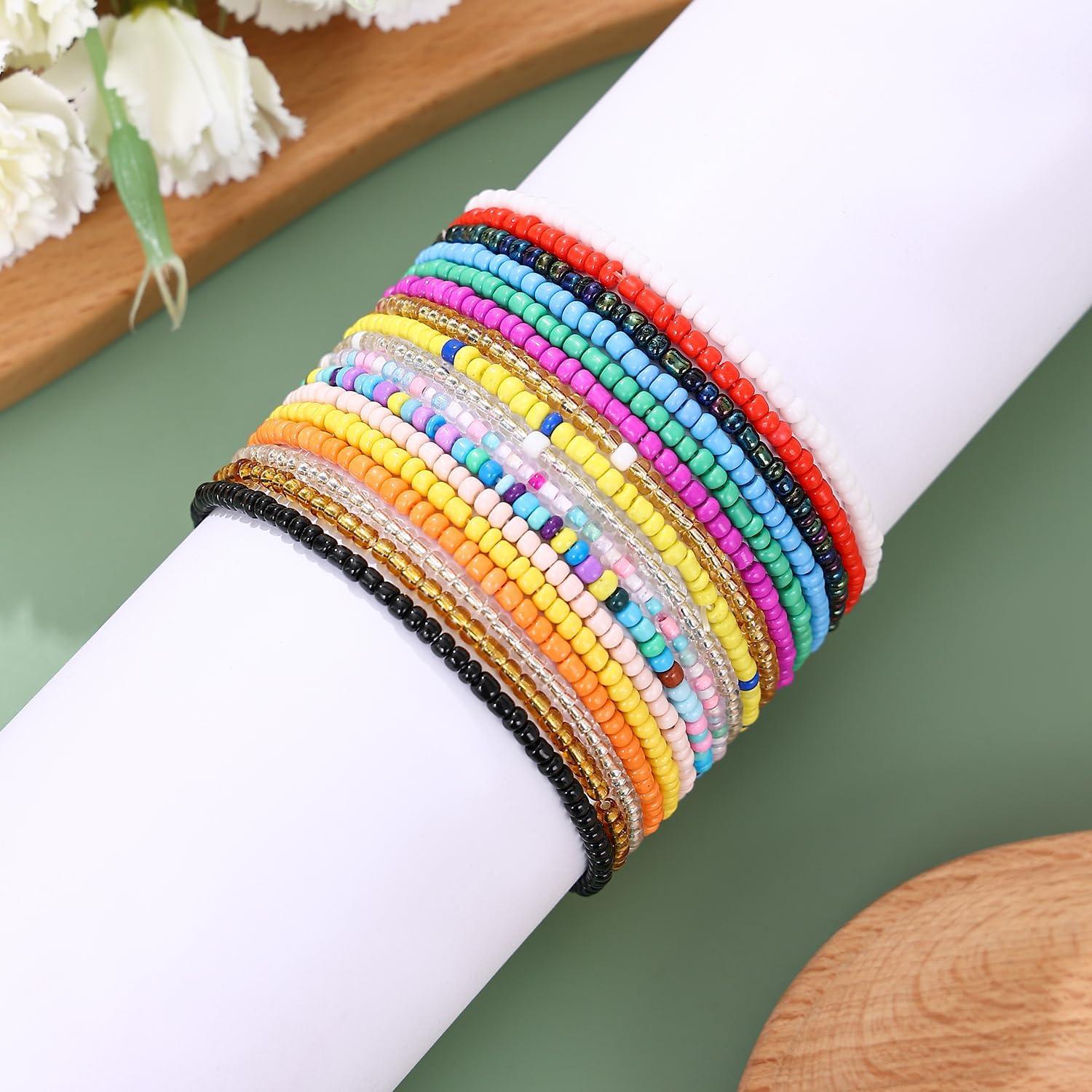 Pulseras de Tobillo Beaded para Mujeres - 17 Piezas Coloridas