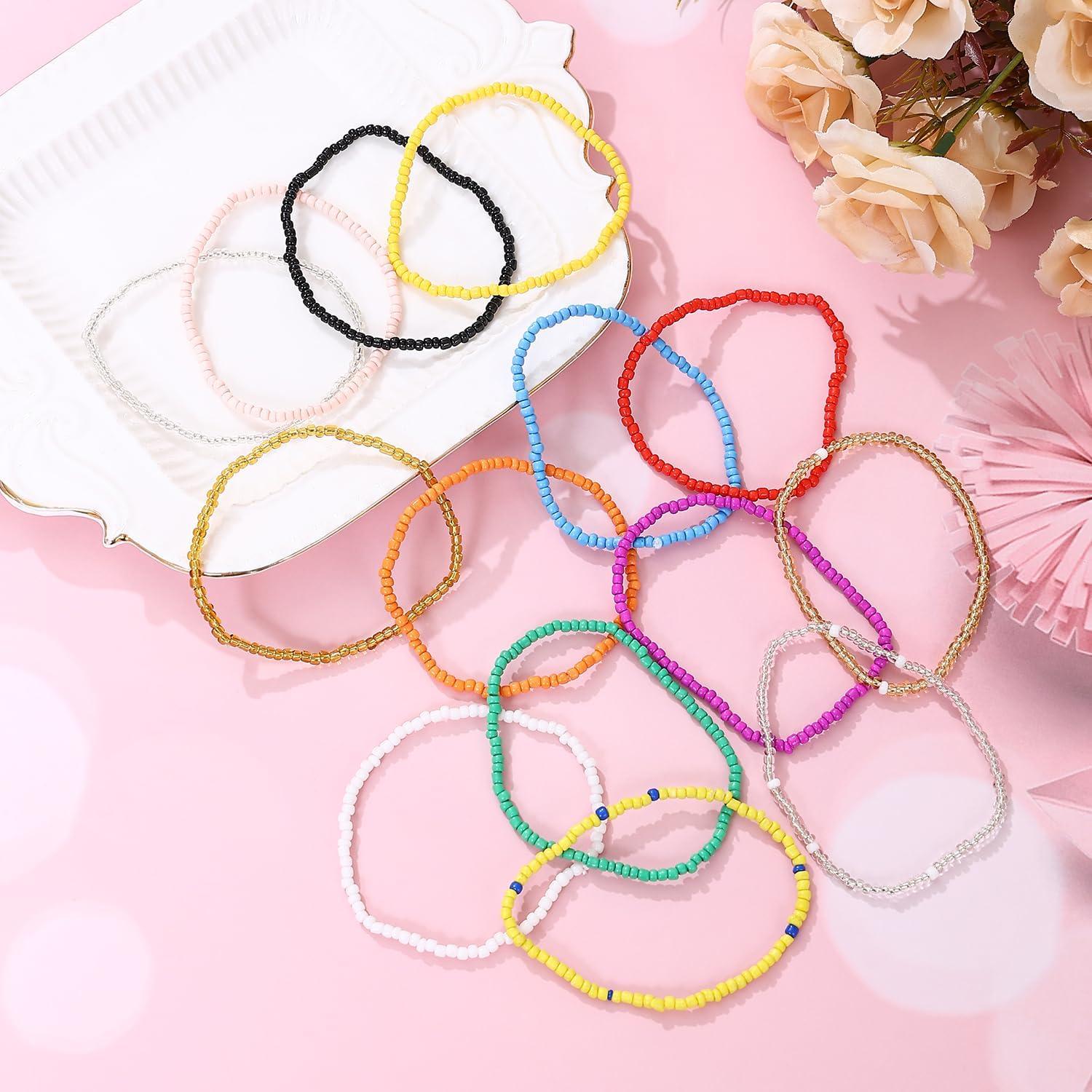 Pulseras de Tobillo Beaded para Mujeres - 17 Piezas Coloridas