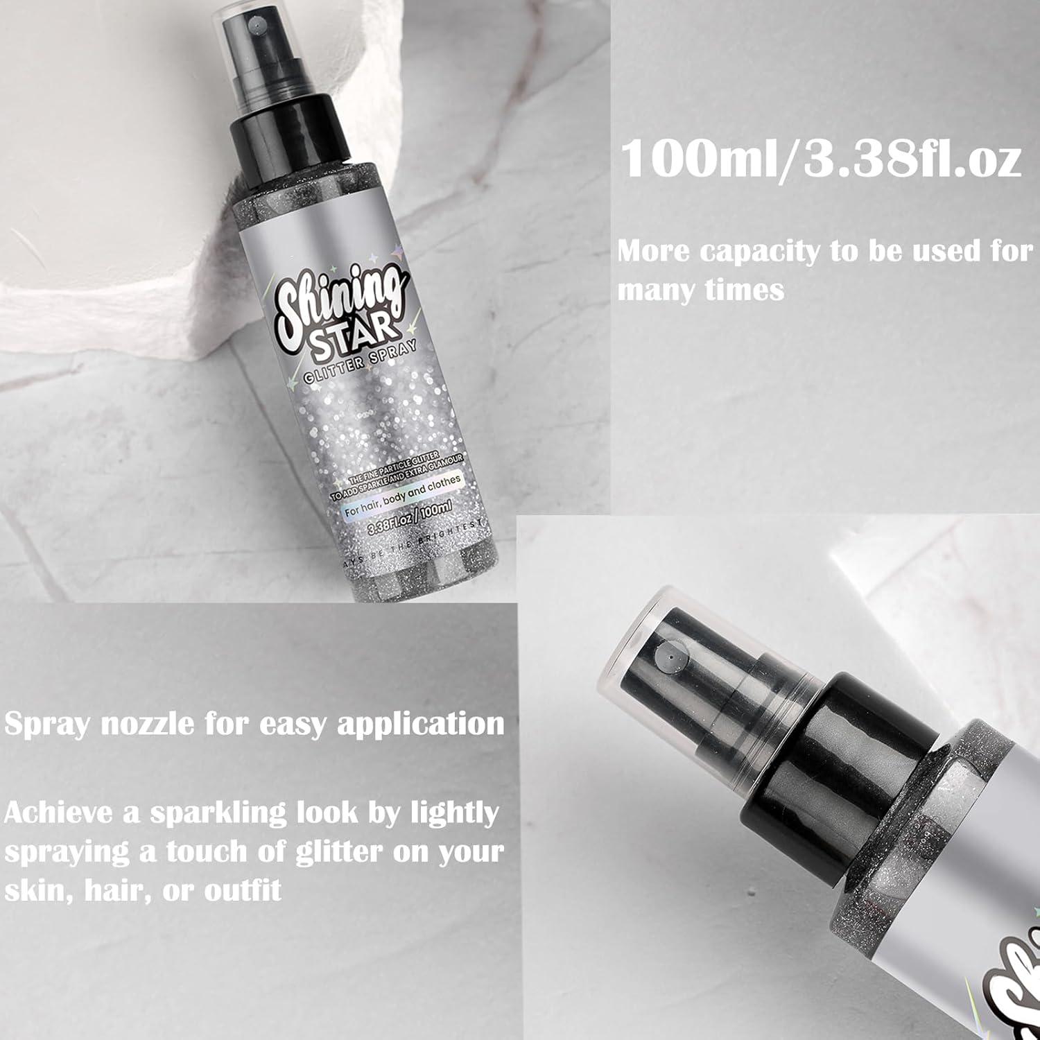 Spray Brillante MEICOLY 100ML para Cuerpo y Cabello Plateado