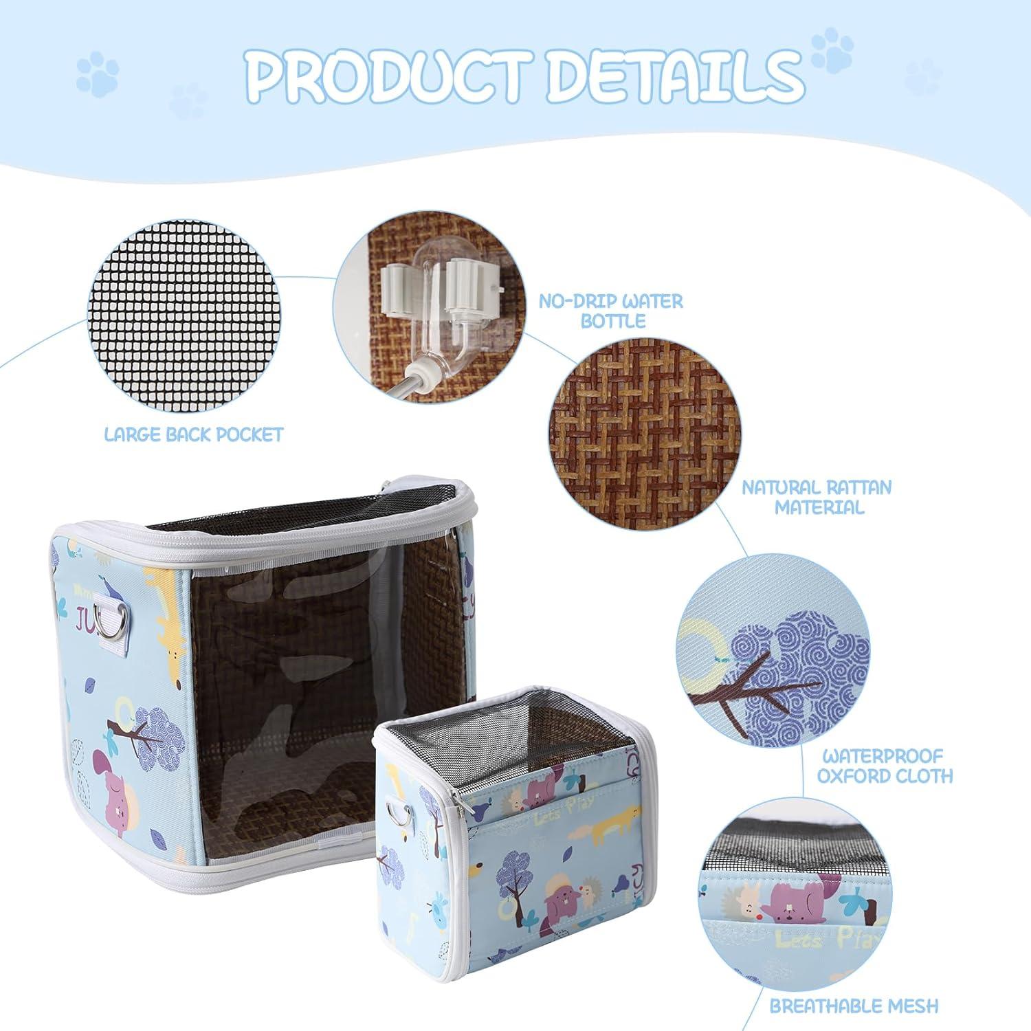 Bolsa Transportadora para Cobayas NOONEAU con Botella Azul