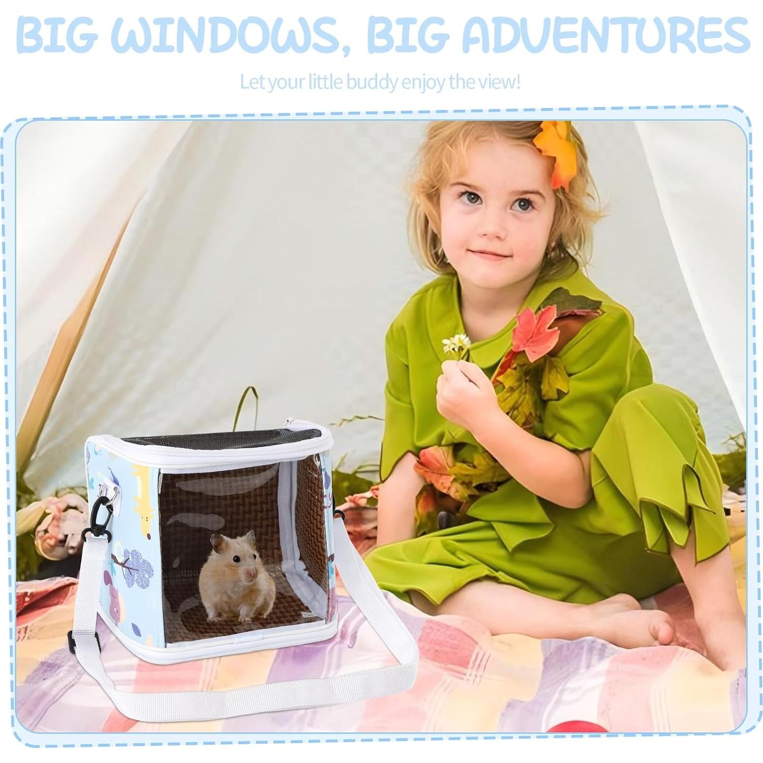 Bolsa Transportadora para Cobayas NOONEAU con Botella Azul