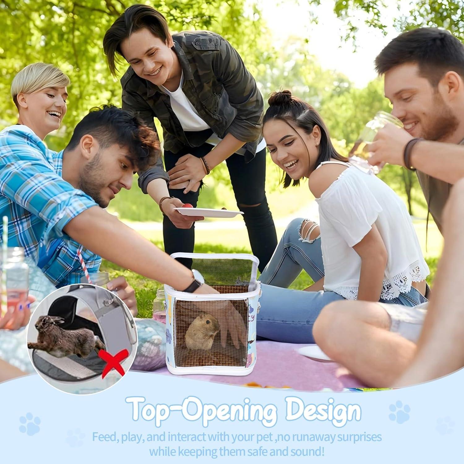 Bolsa Transportadora para Cobayas NOONEAU con Botella Azul