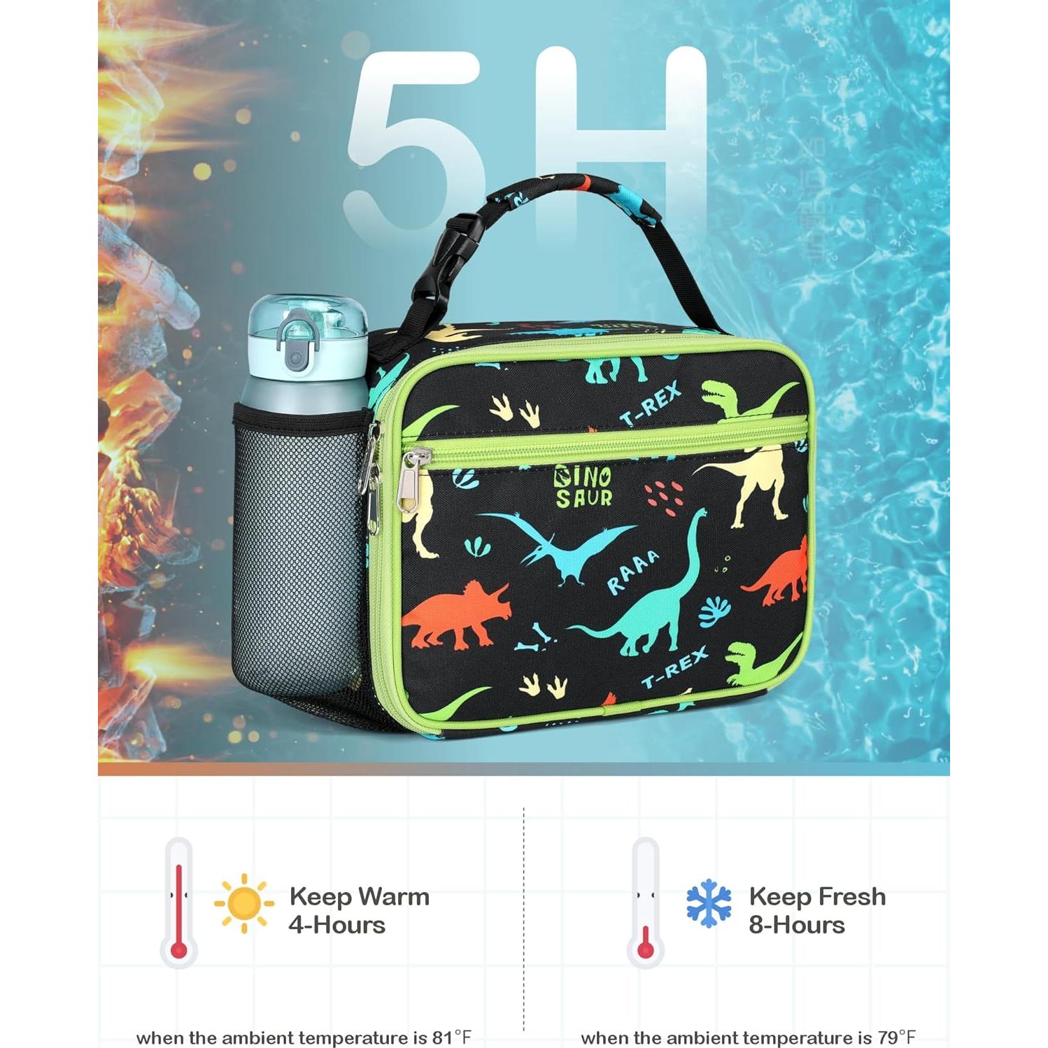 Bolsa de Almuerzo Aislada Bagseri para Niños - Dinosaurio