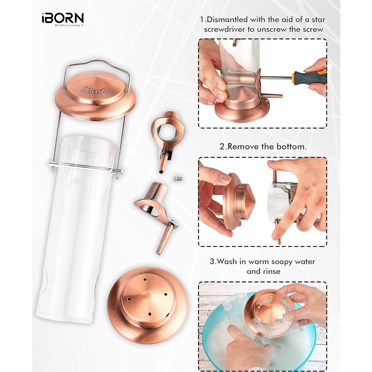 Comedero para Aves Colgante iBorn Cobre 400g 2 Puertos