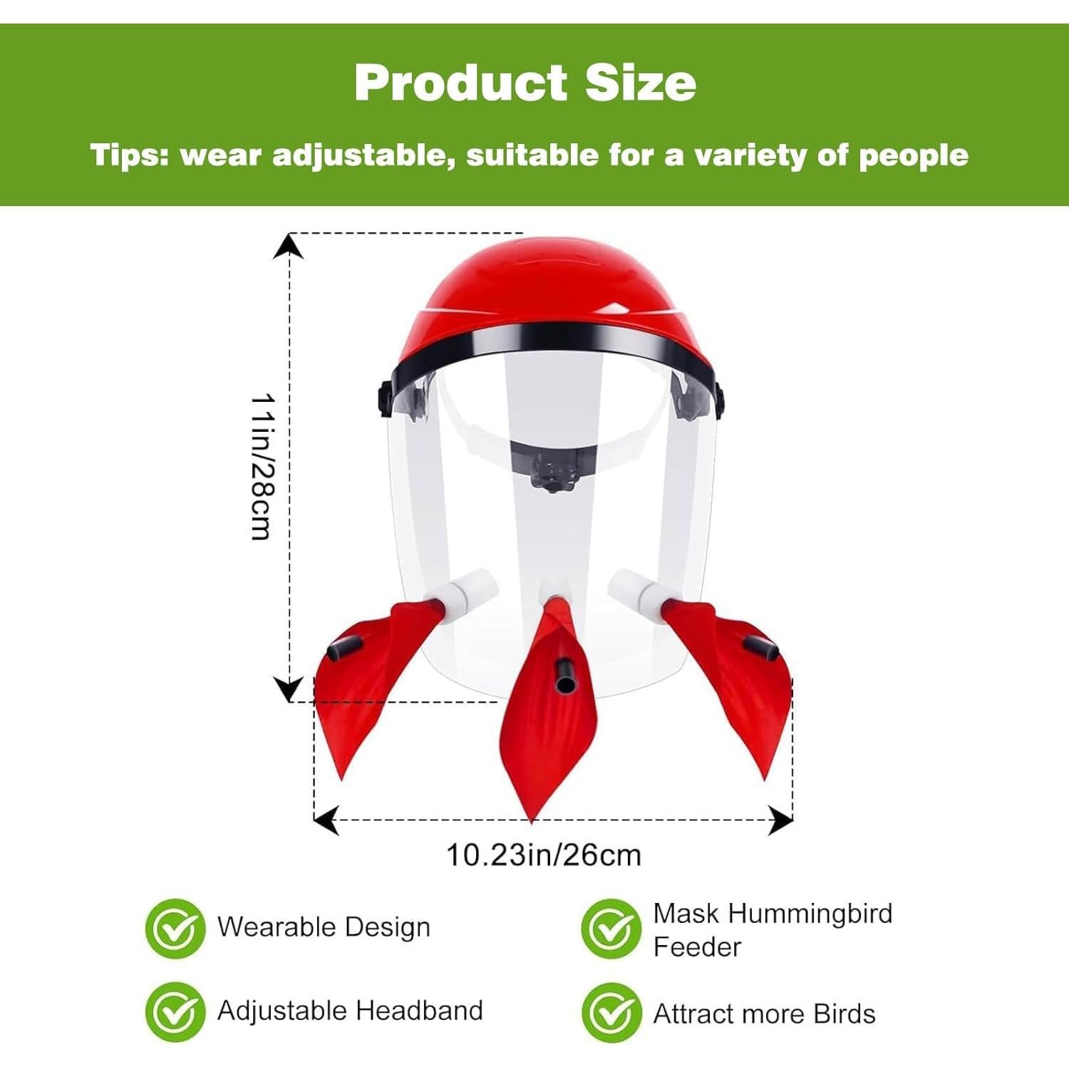 Alimentador de Colibríes Hsmanchry con Diadema Ajustable Rojo