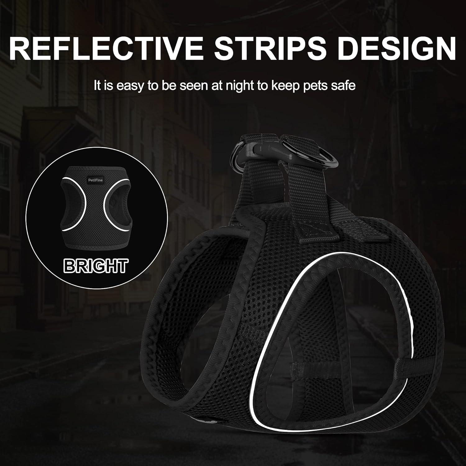 Arnés para Perros Pequeños PetiFine XXXS Negro - Malla Transpirable