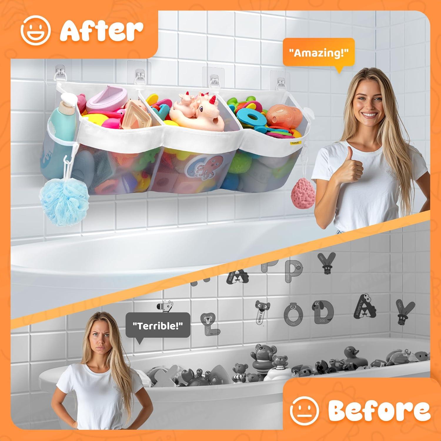 Organizador de Juguetes de Baño MUMUQ 3 Compartimentos Gris