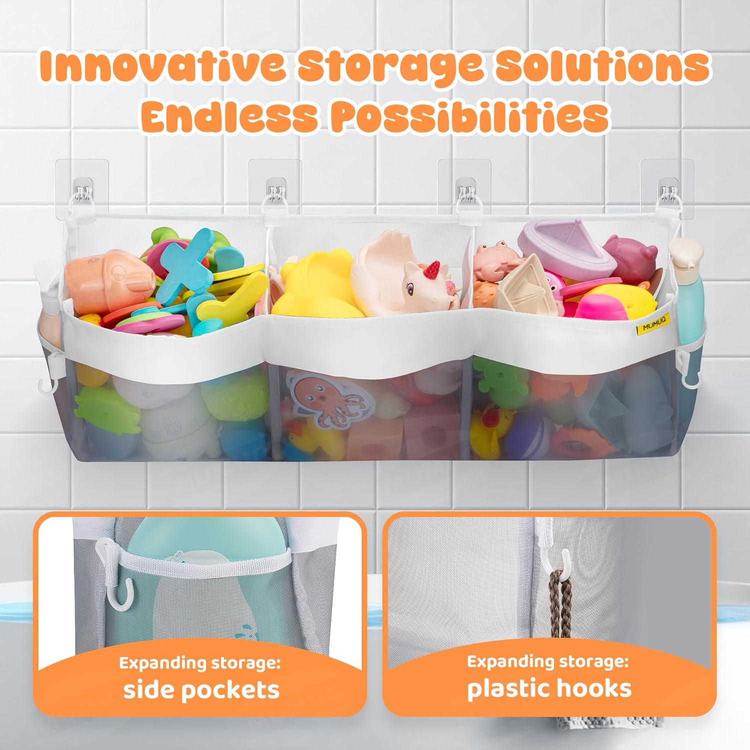 Organizador de Juguetes de Baño MUMUQ 3 Compartimentos Gris