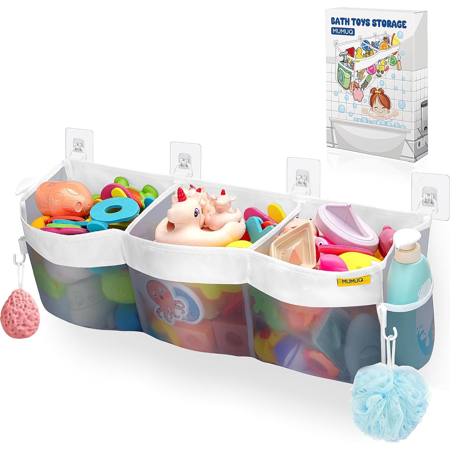 Organizador de Juguetes de Baño MUMUQ 3 Compartimentos Gris