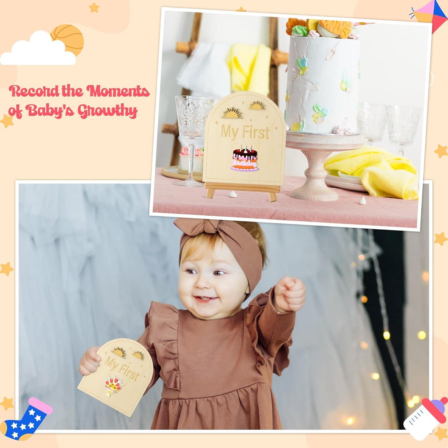 25 Tarjetas de Hitos Mensuales Bebé R HORSE Madera Boho Sol