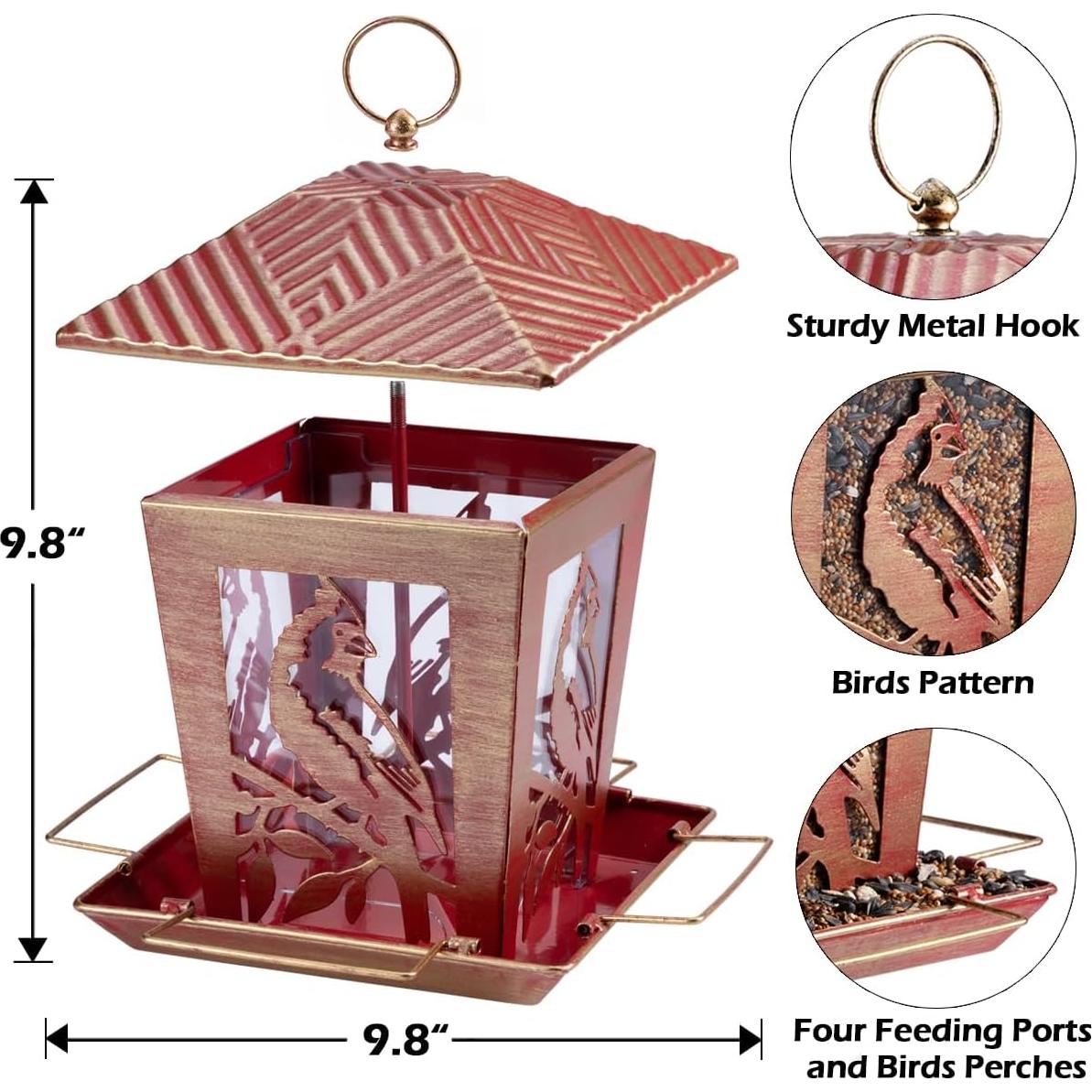 Alimentador de Aves de Metal Birdream Rojo Dorado 1.36 kg