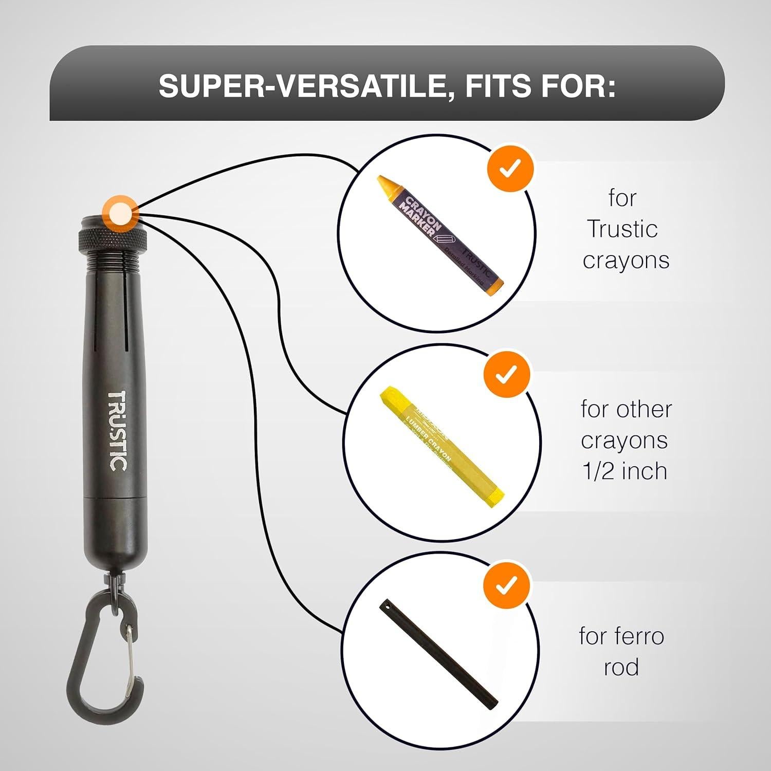 Soporte de Crayón de Quilla Trustic Negro para Crayones 12.7 mm