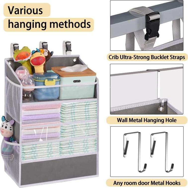 Organizador de Pañales Colgante WishJazz XL - Capacidad 90+ Pañales