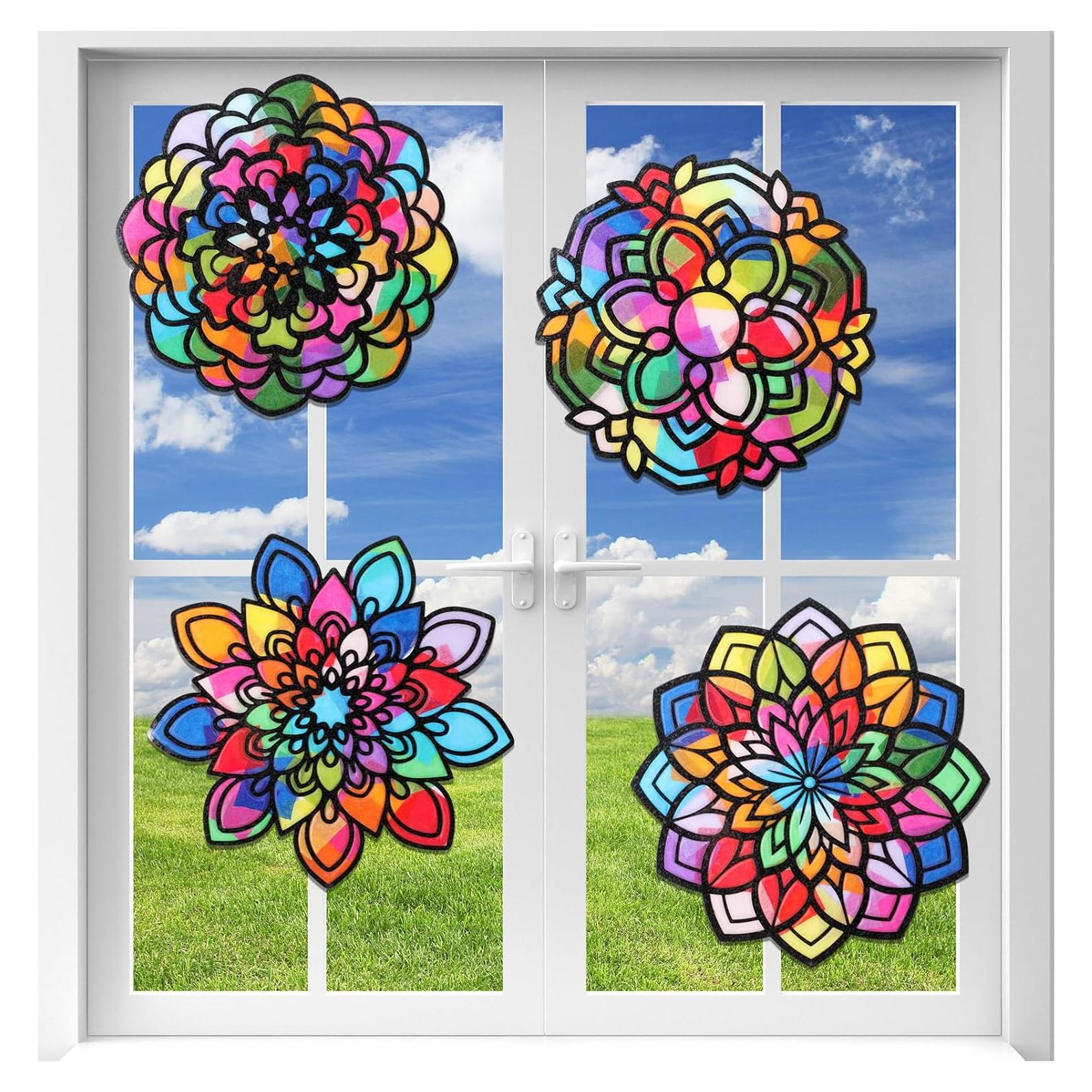 Kit de Manualidades Suncatchers Mandala Tinlade - 24 Tarjetas y 600 Papeles de Seda