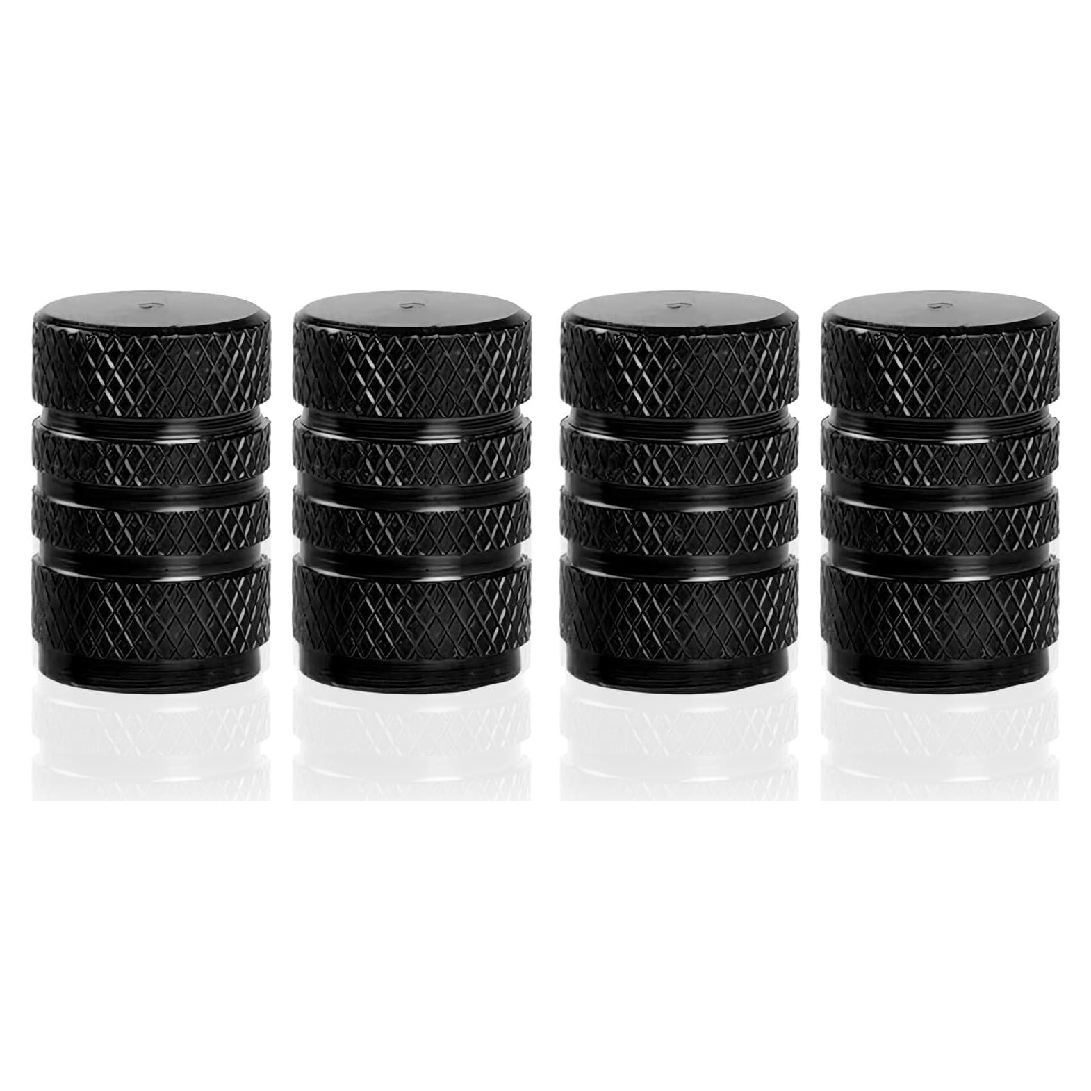 4 Tapones de Válvula de Neumático Zikefest Aluminio Negro