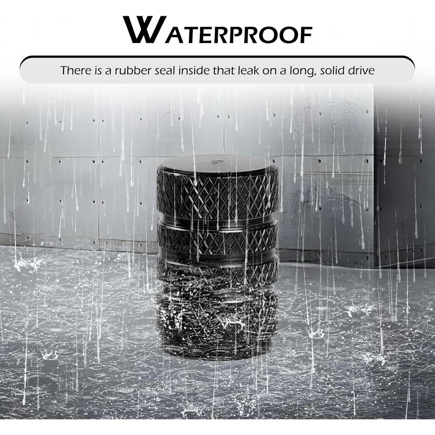 4 Tapones de Válvula de Neumático Zikefest Aluminio Negro