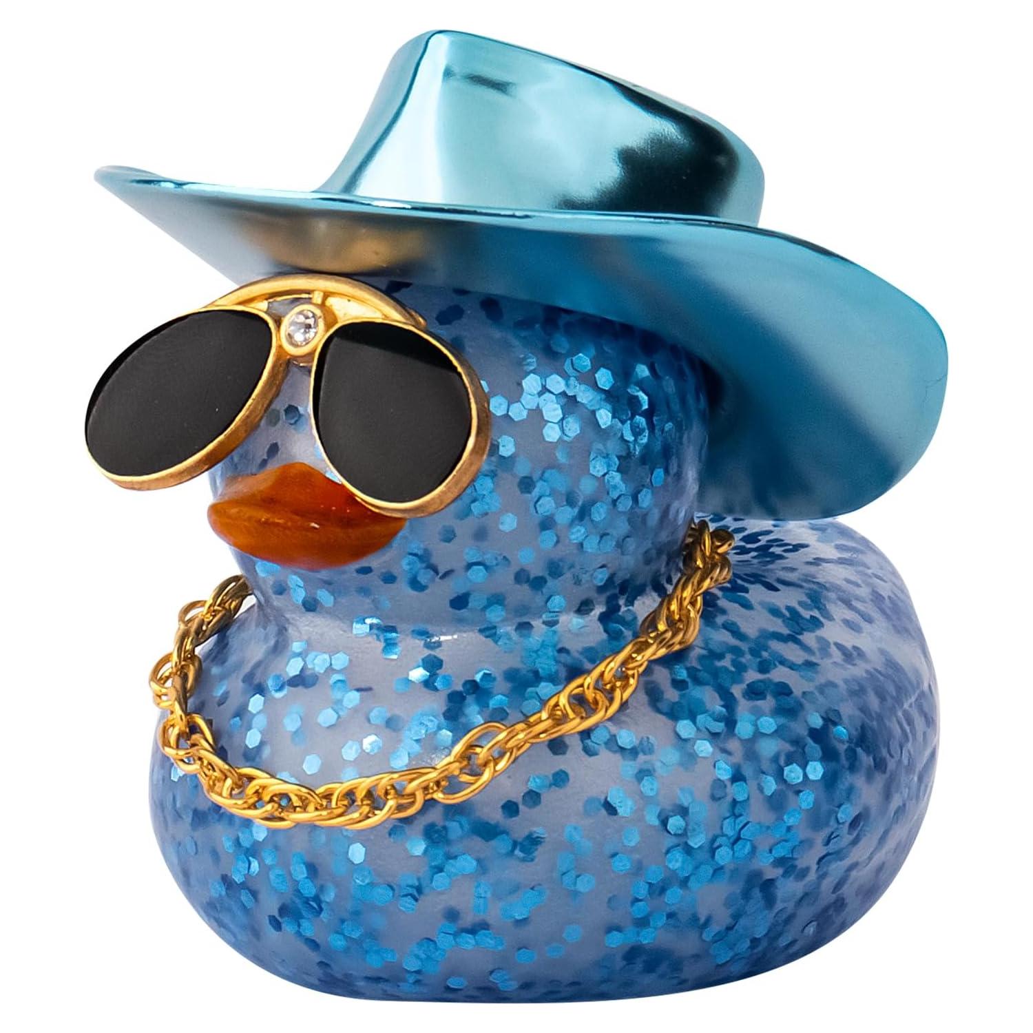 Pato de Goma para Auto wonuu con Sombrero y Gafas - Mini 5.08cm