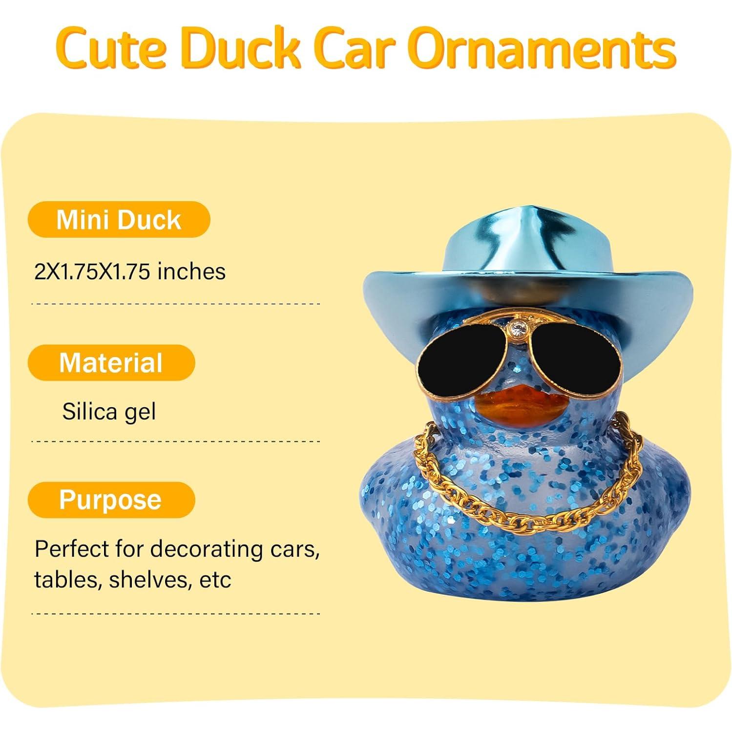 Pato de Goma para Auto wonuu con Sombrero y Gafas - Mini 5.08cm