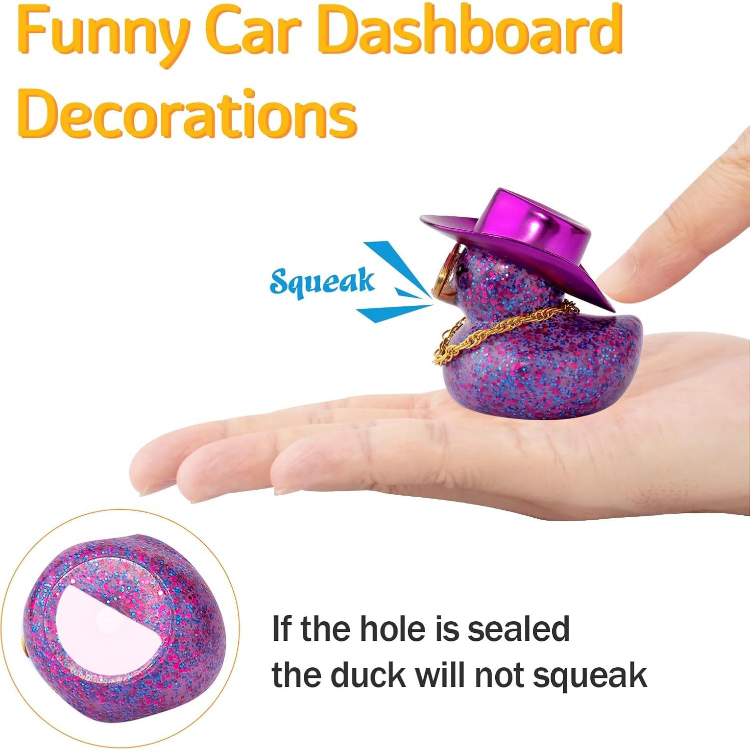 Pato de Goma para Auto wonuu con Sombrero y Gafas - Mini 5.08cm