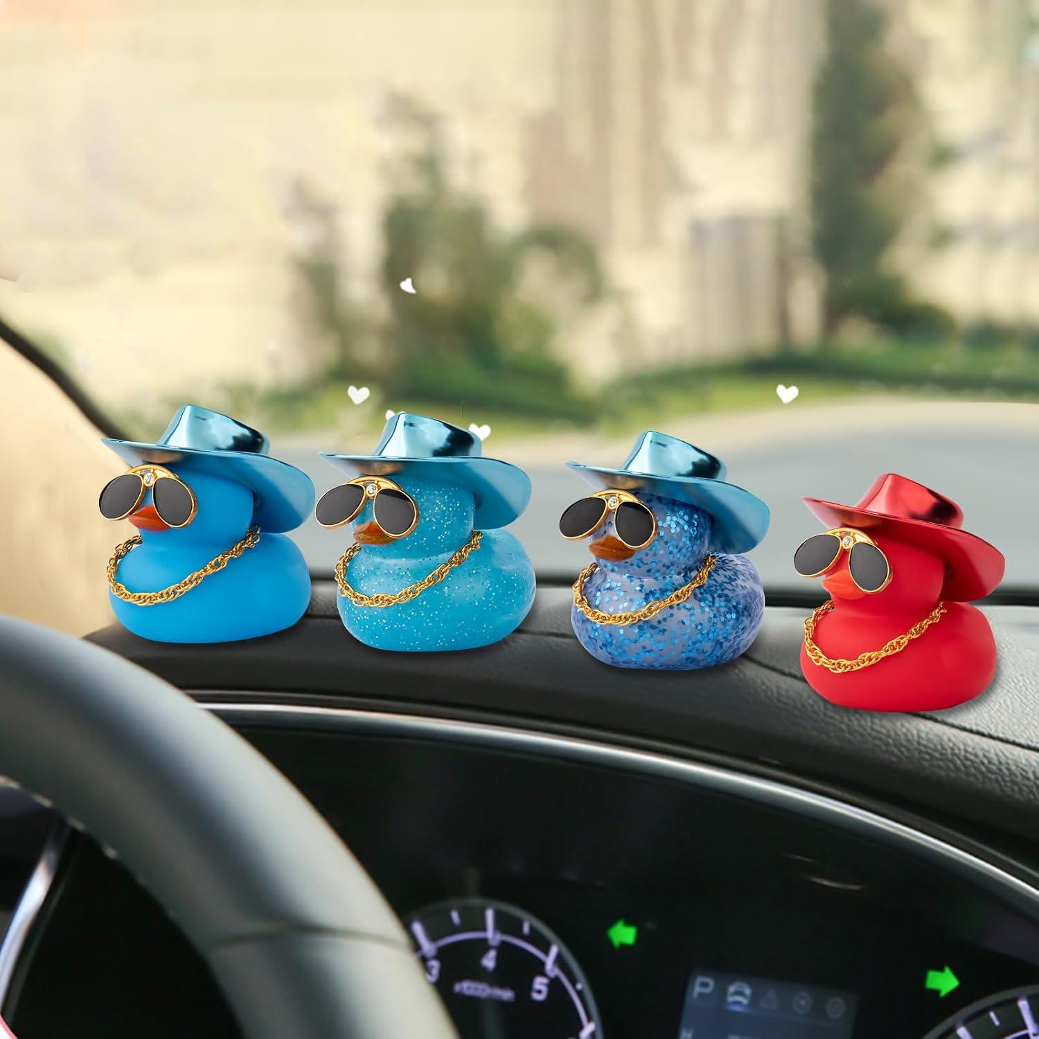 Pato de Goma para Auto wonuu con Sombrero y Gafas - Mini 5.08cm