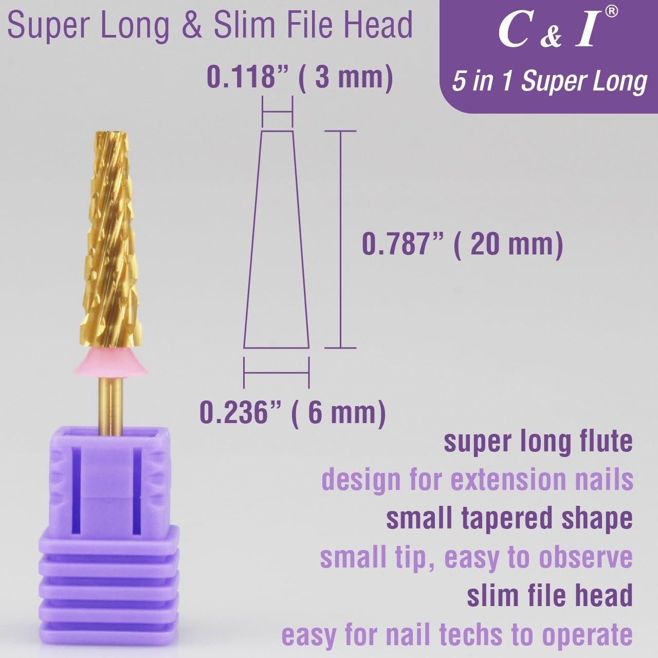 Broca Profesional para Uñas C&I 5 en 1 Slim Triple Grueso